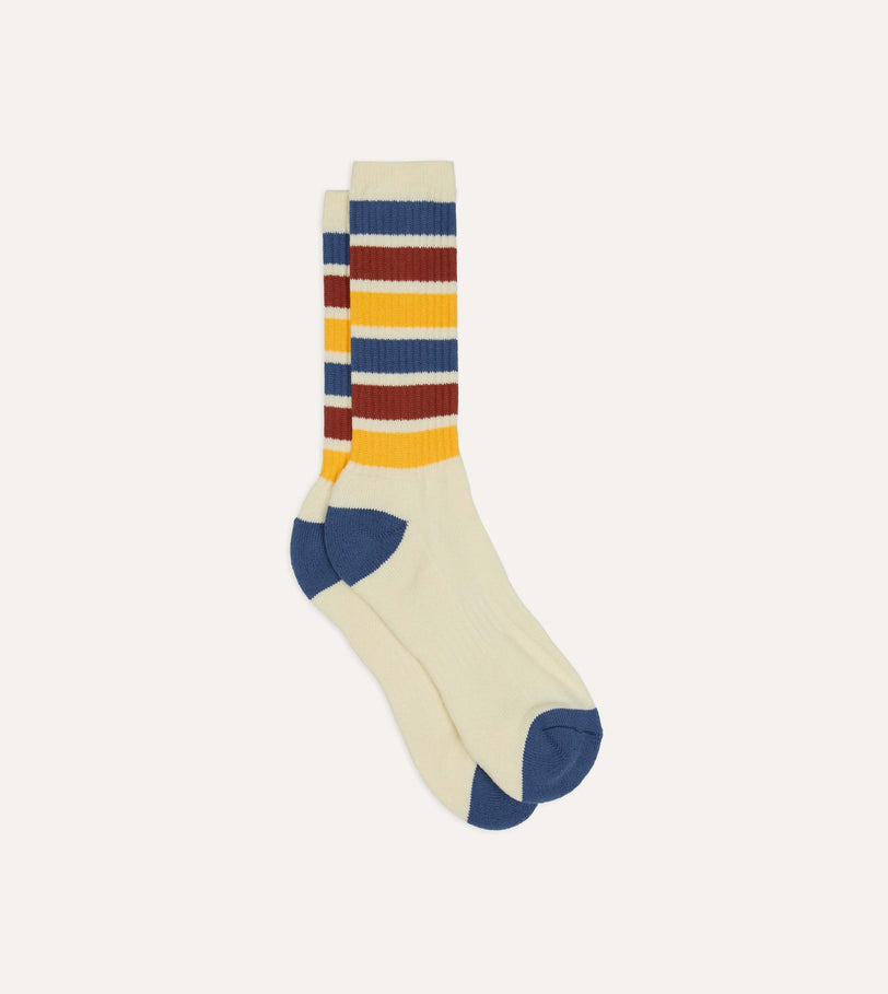 Blue, Red and Yellow Striped Sport Socks