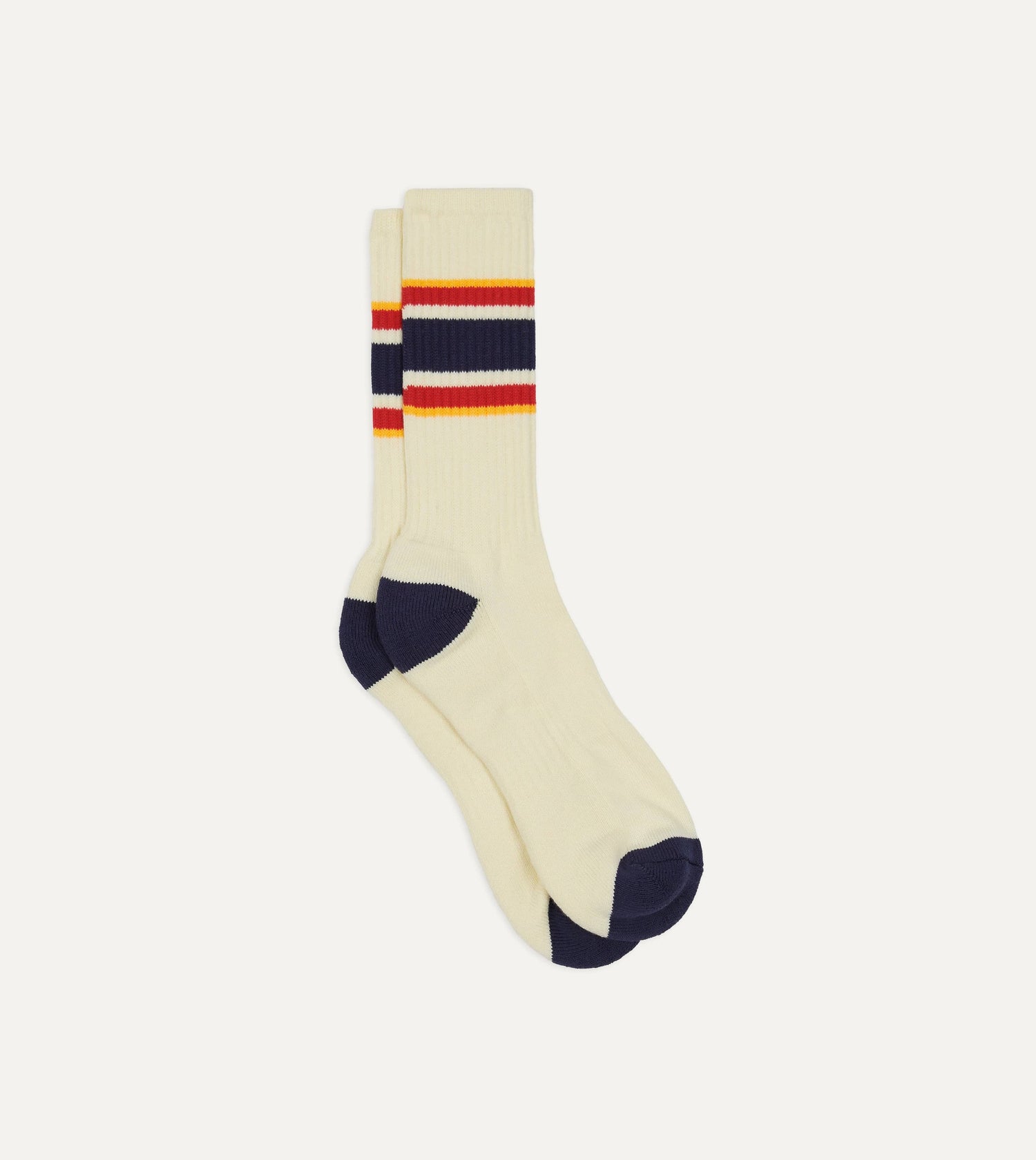 Navy, Red and Yellow Striped Sport Socks