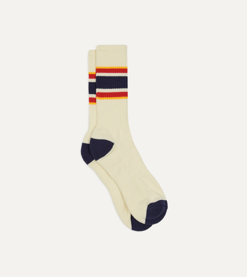 Navy, Red and Yellow Striped Sport Socks