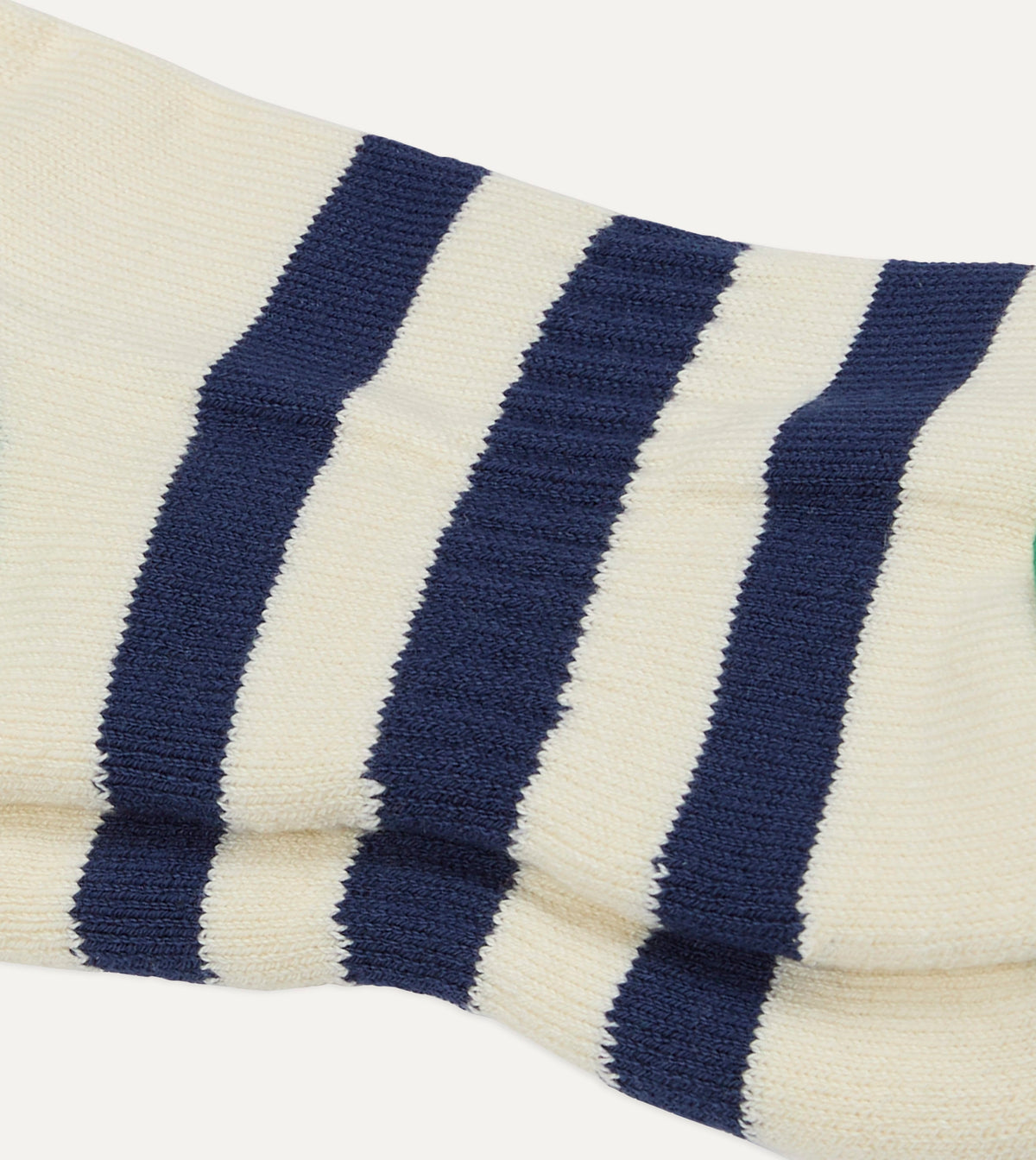 Navy and Green Striped Cotton Sport Socks