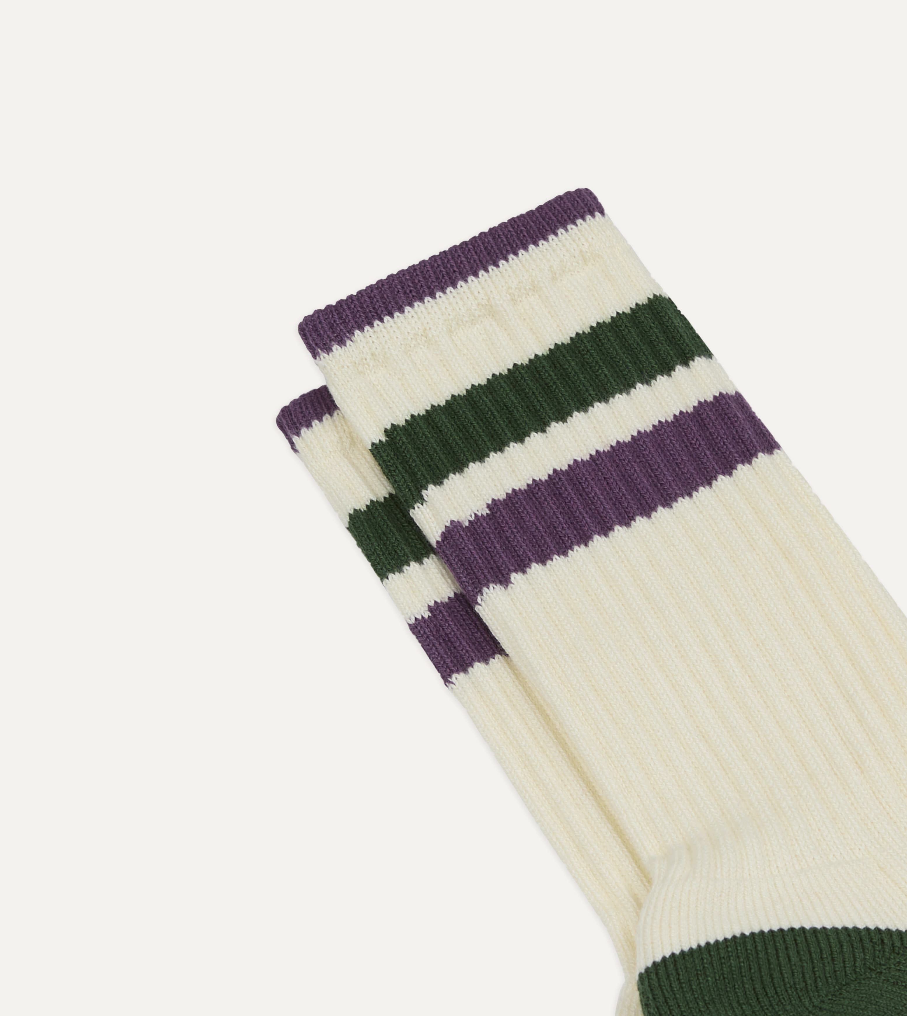 Green and Purple Striped Cotton Sport Socks
