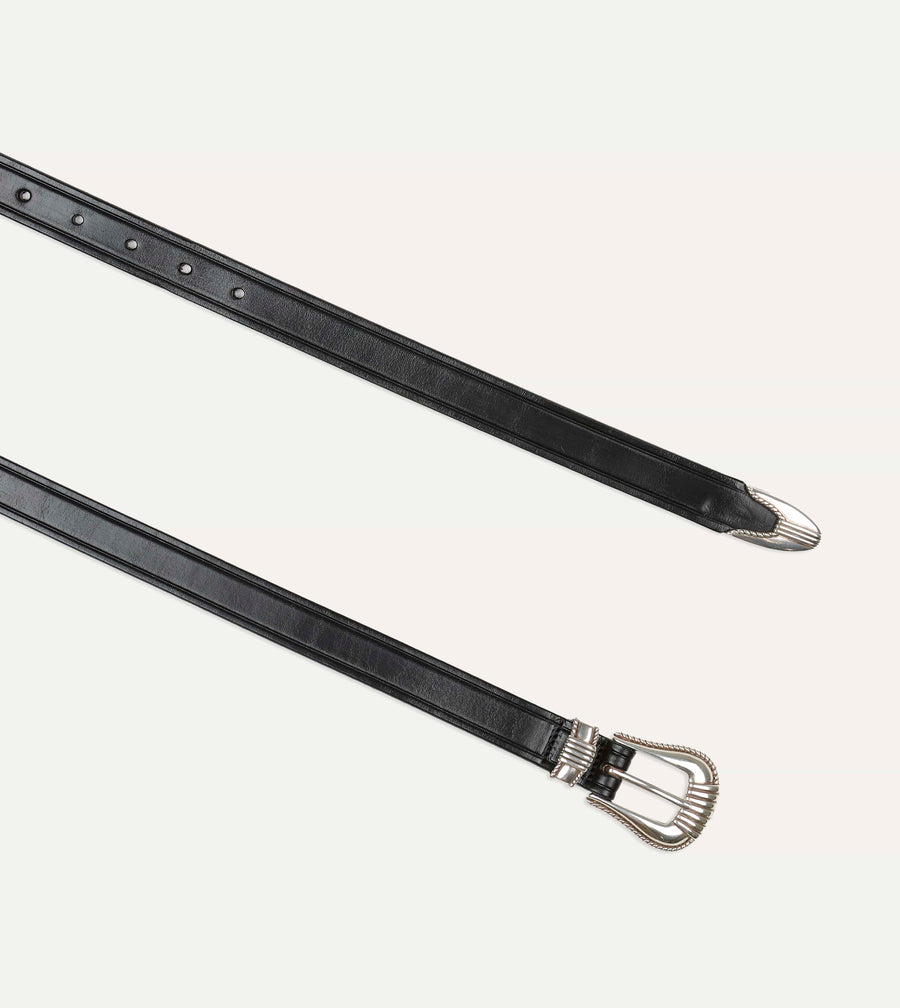 Monitaly Extended 1" Black Leather Belt