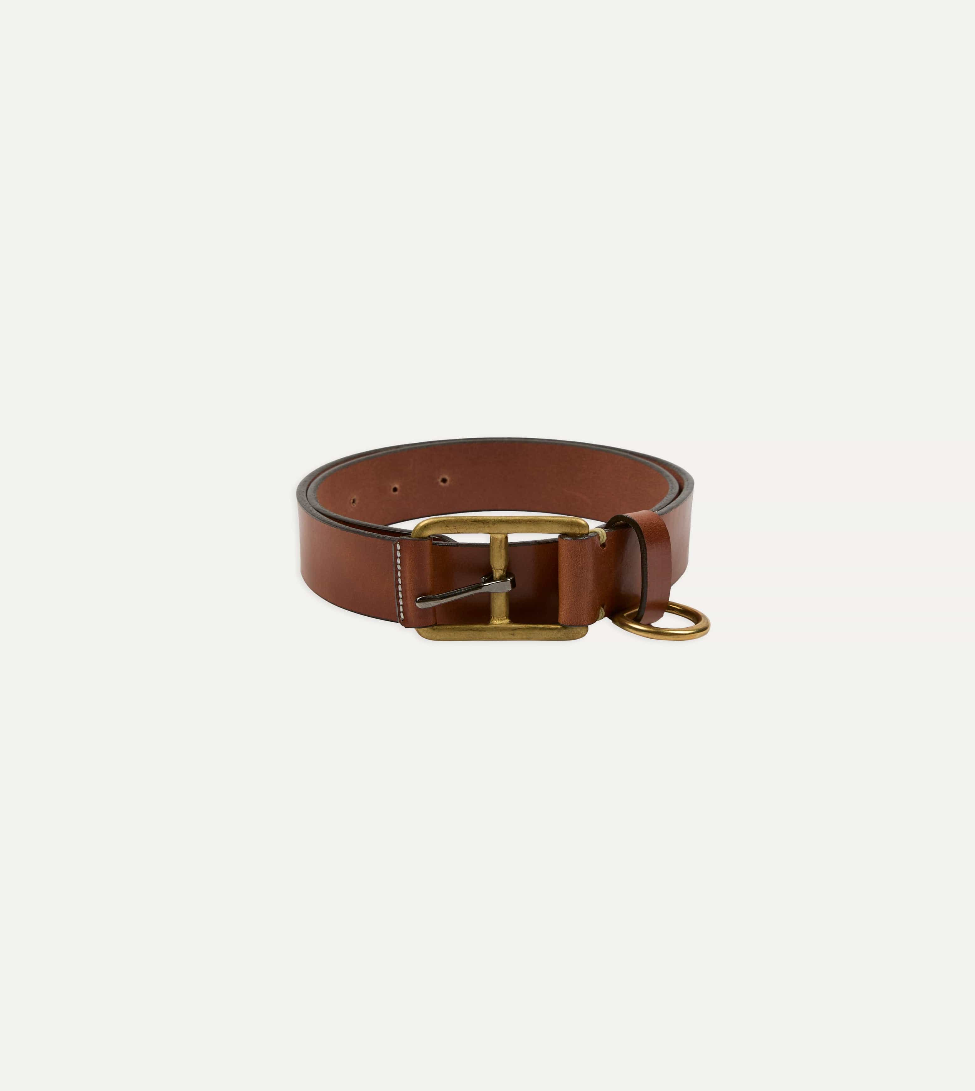 Yuketen Buck Brown Stitched D-Ring Belt