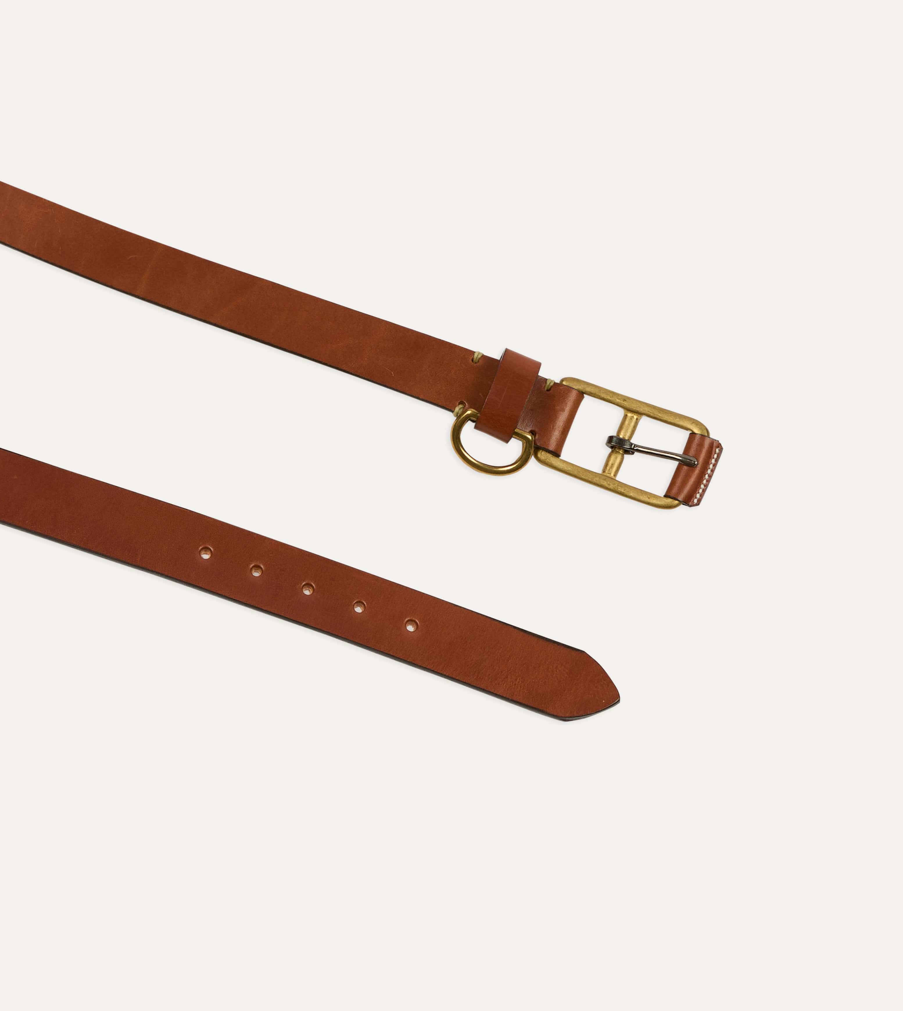 Yuketen Buck Brown Stitched D-Ring Belt