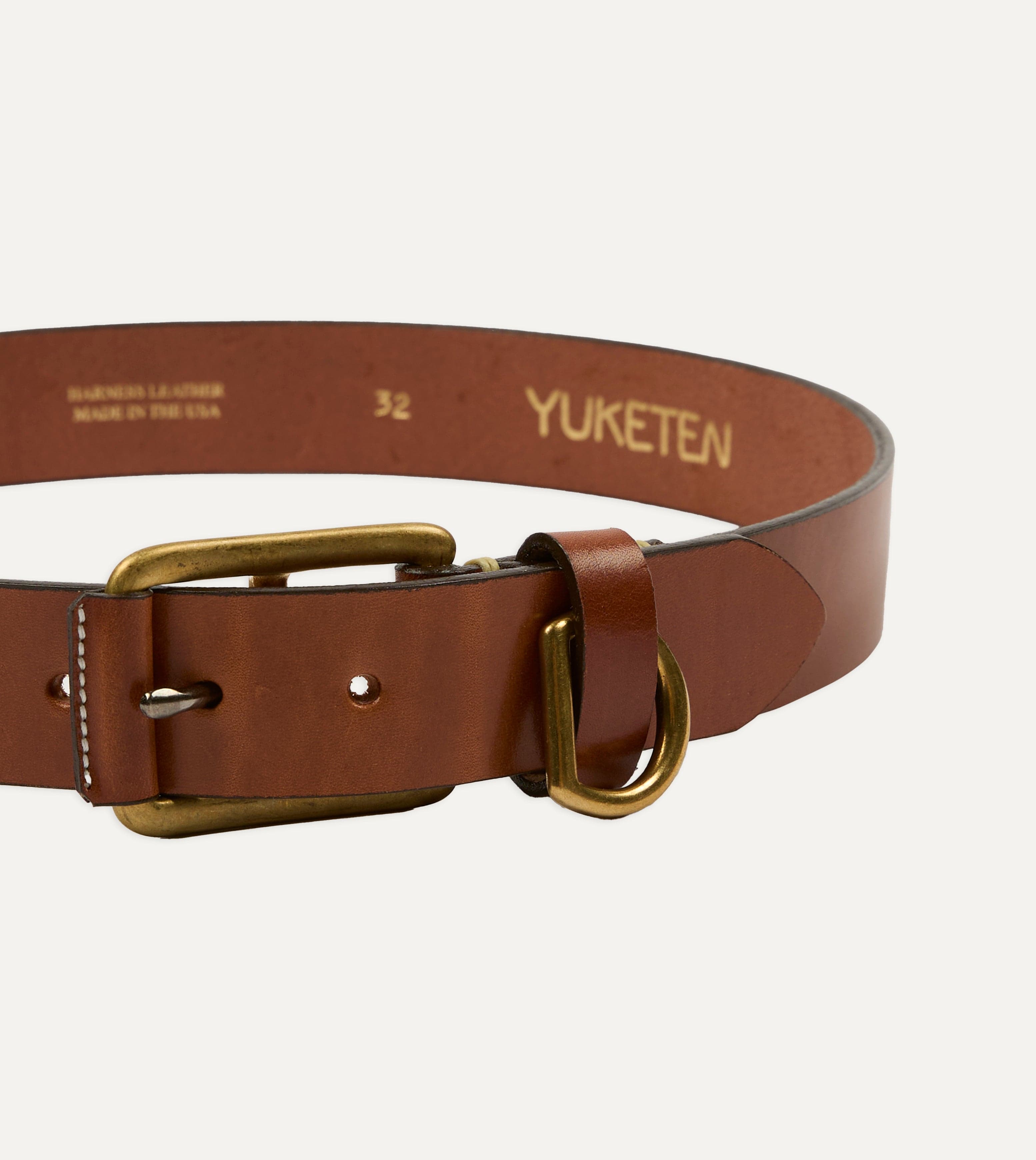 Yuketen Buck Brown Stitched D-Ring Belt – Drakes