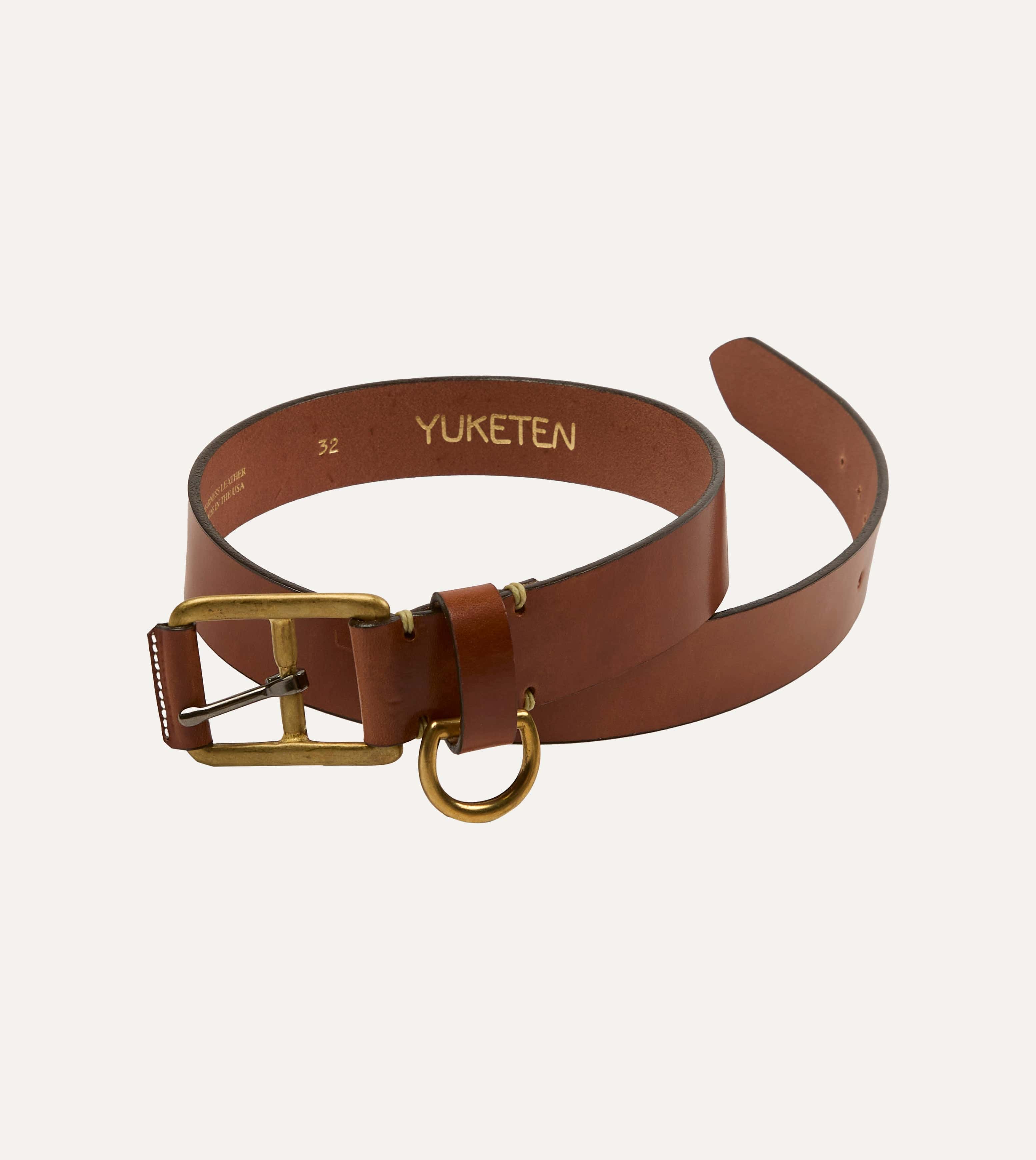 Yuketen Buck Brown Stitched D-Ring Belt – Drakes