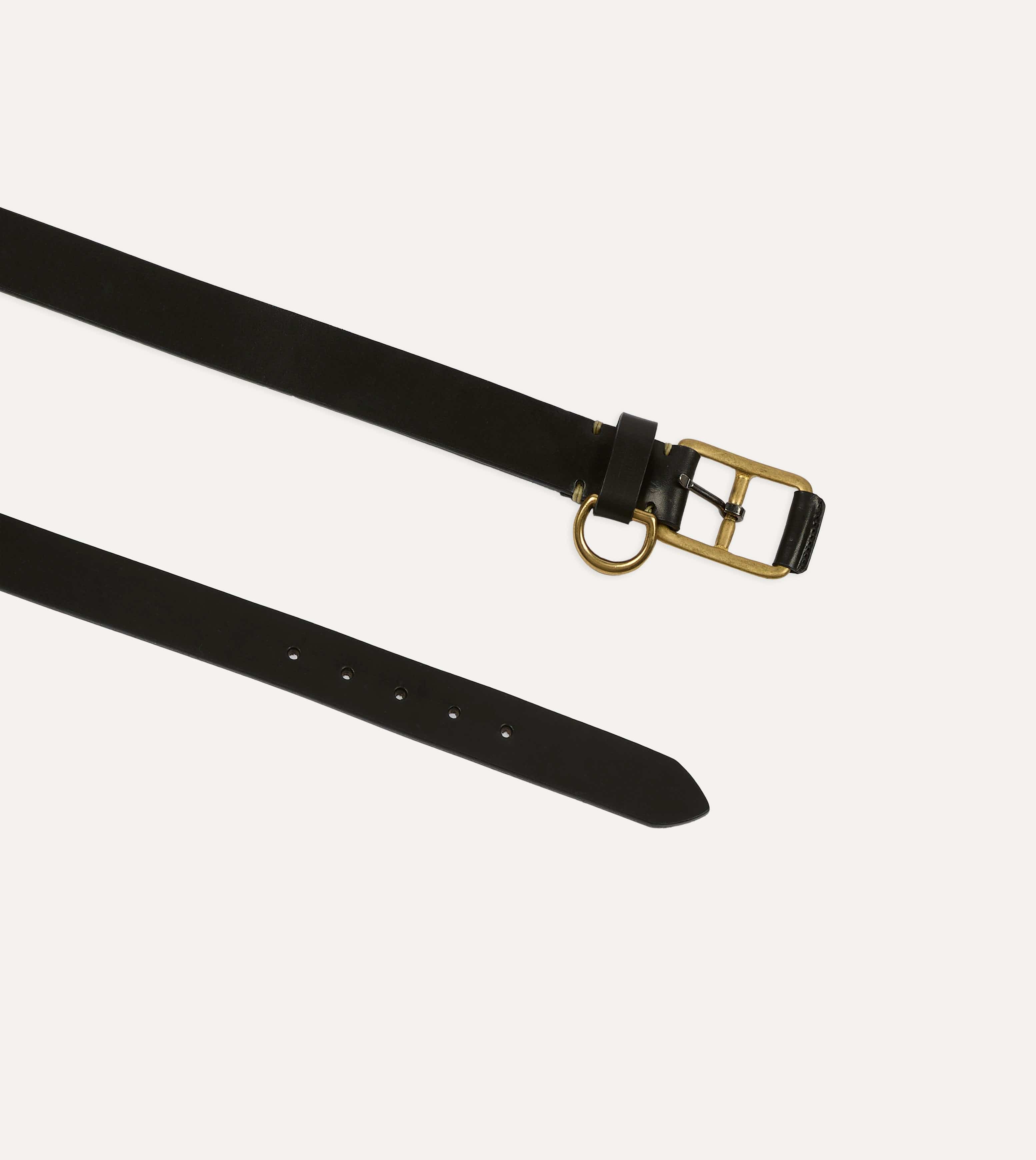 Yuketen Black Stitched D-Ring Belt