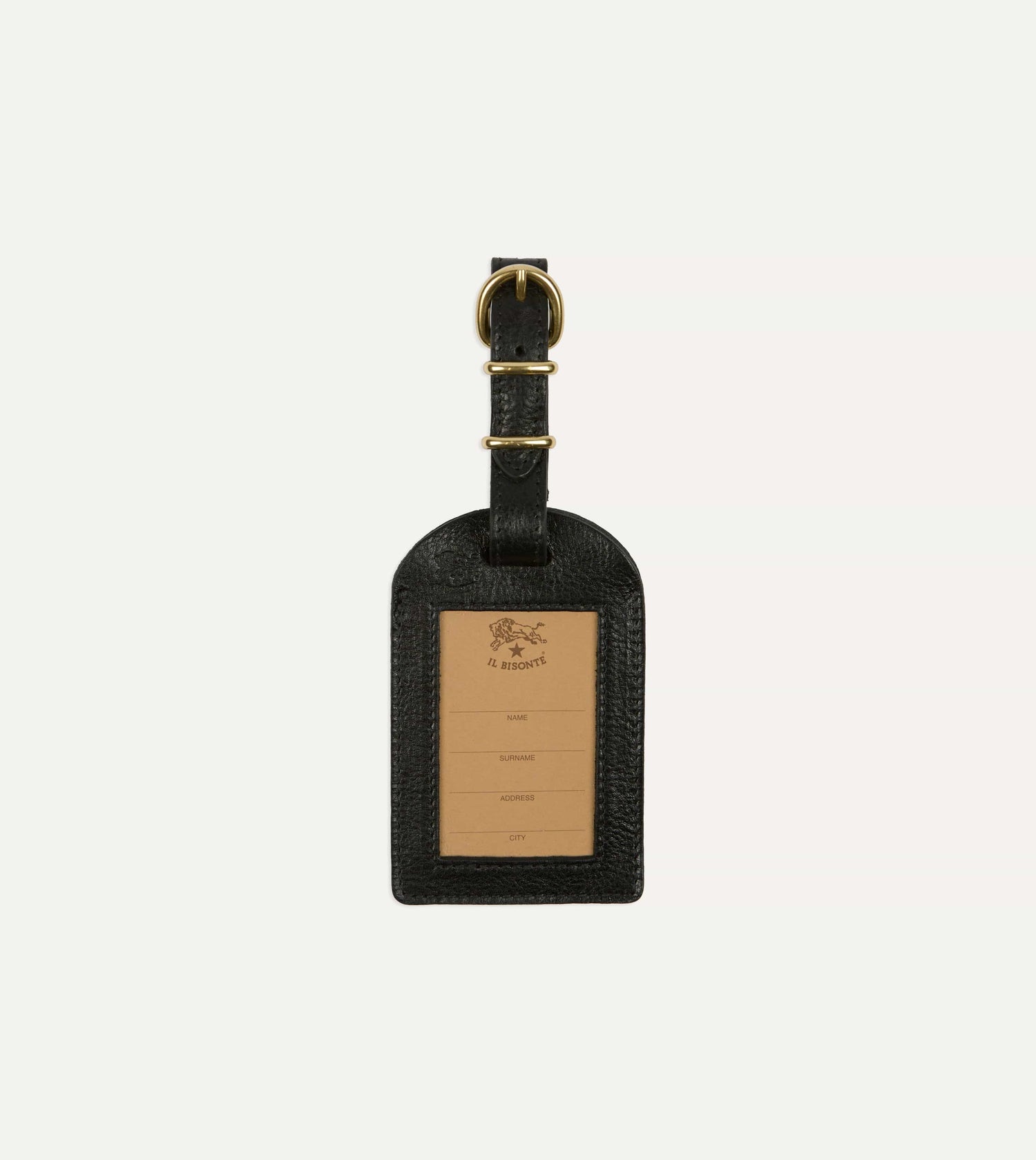 Il Bisonte Black Leather Luggage Tag