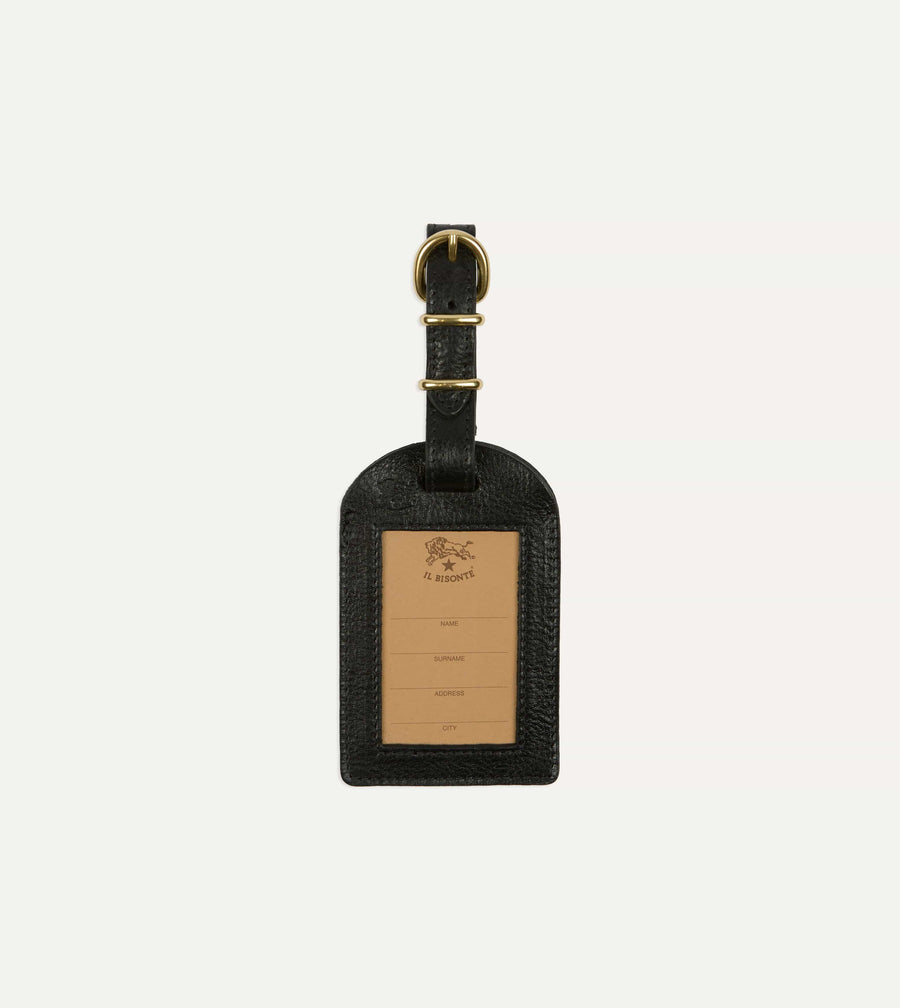 Il Bisonte Black Leather Luggage Tag