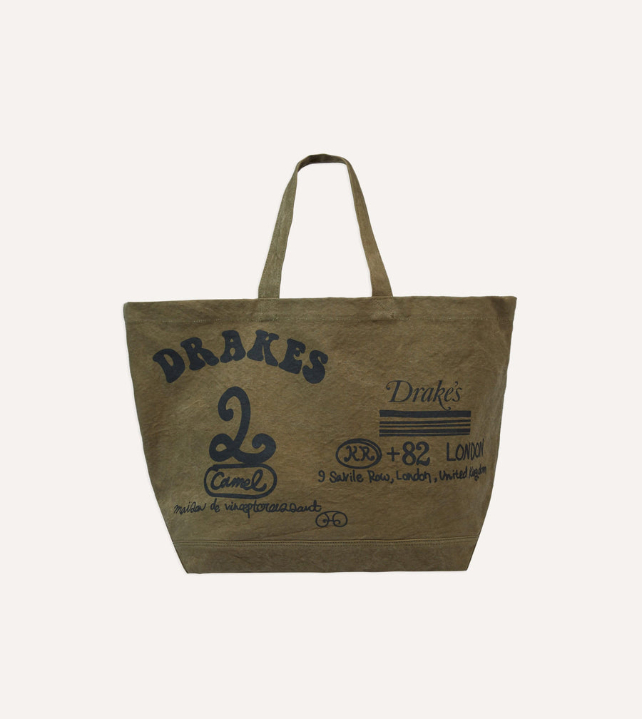 Drake's & Mr Camel Khaki Tote Bag