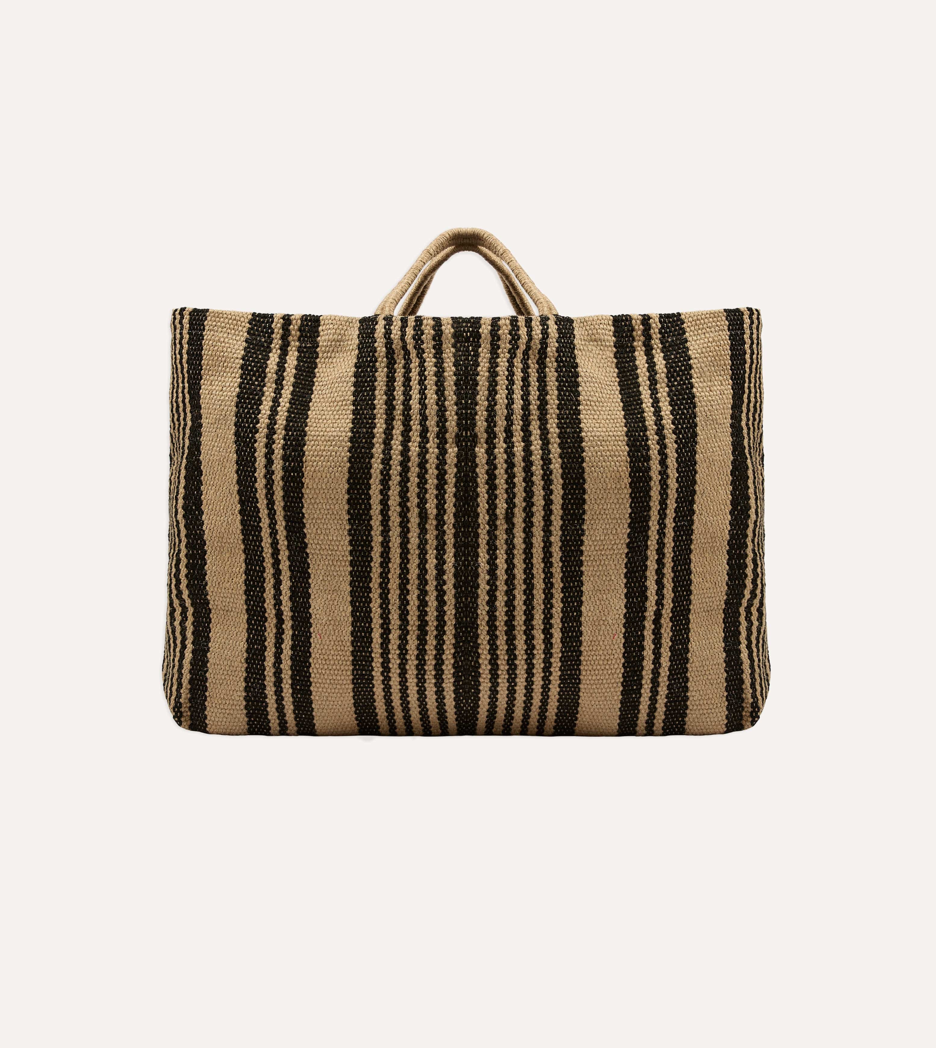 Black and Beige Maison Bengal Extra Large Jute Poresh Tote Bag