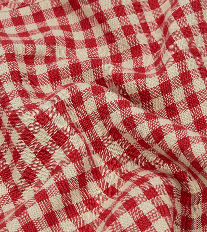 Red Gingham Check Linen Market Tote Bag