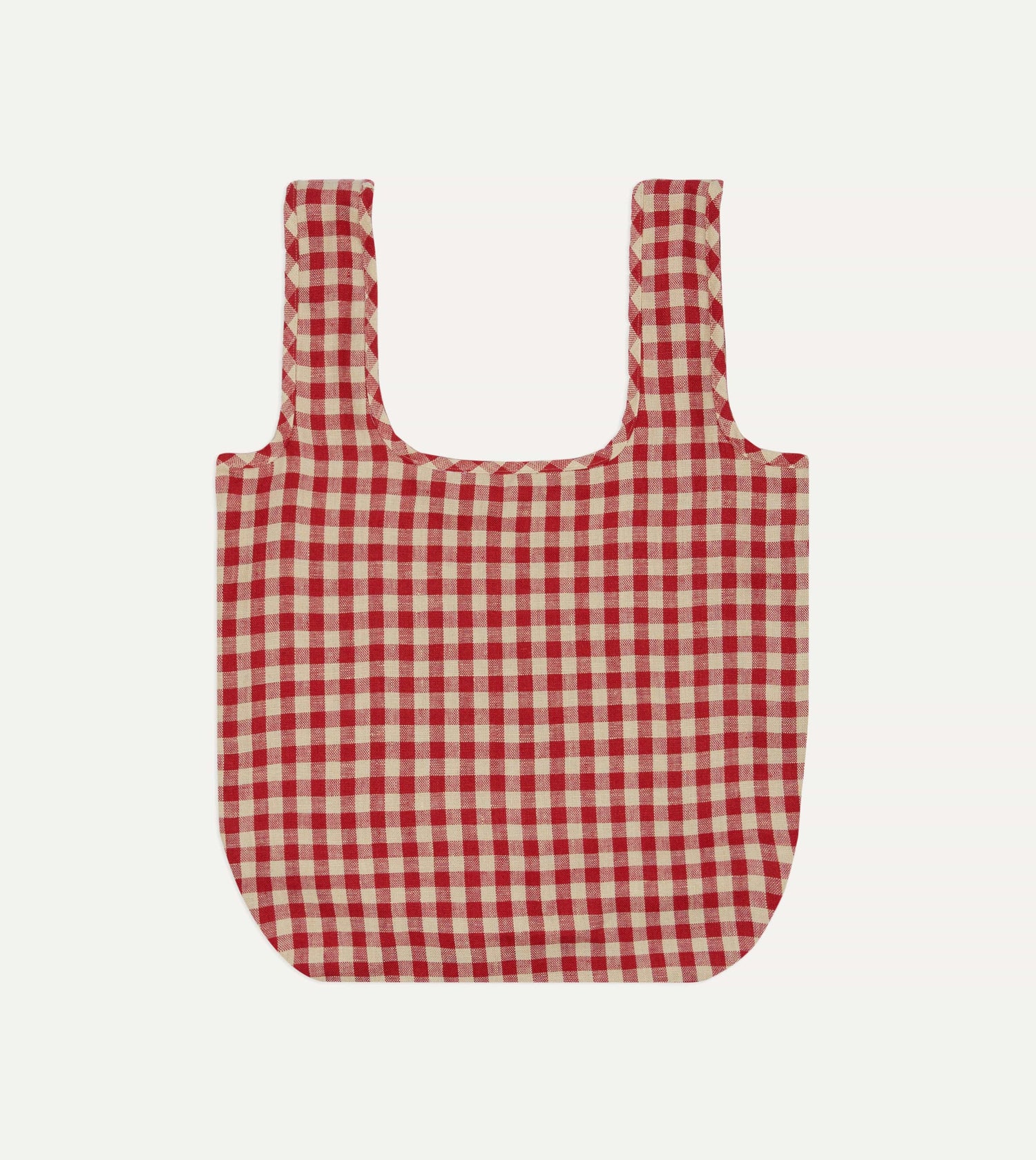 Red Gingham Check Linen Market Tote Bag
