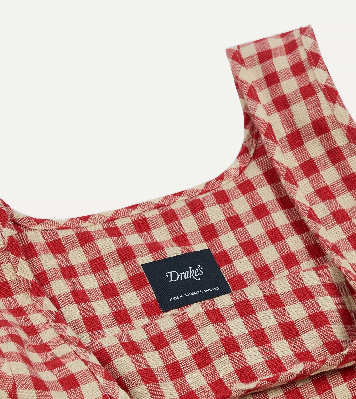 Red Gingham Check Linen Market Tote Bag