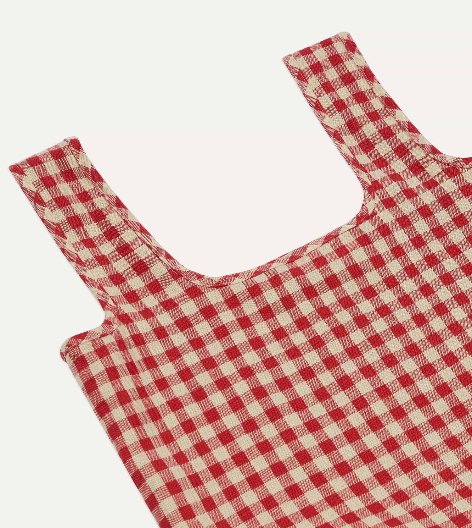 Red Gingham Check Linen Market Tote Bag