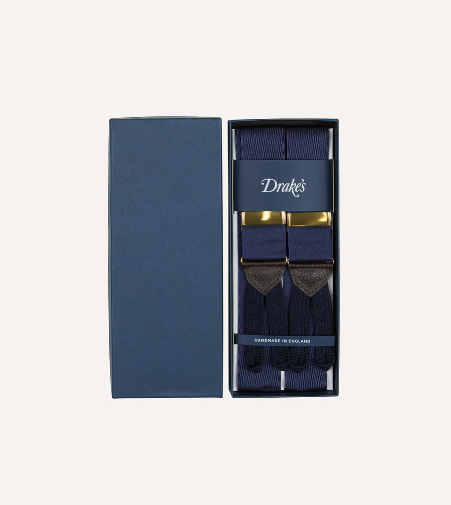 Navy Silk Trouser Braces