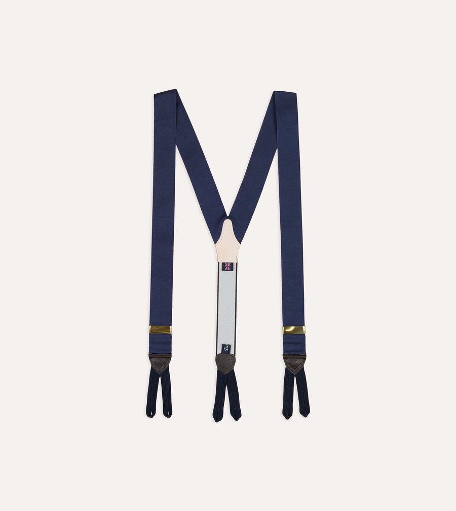 Navy Silk Trouser Braces