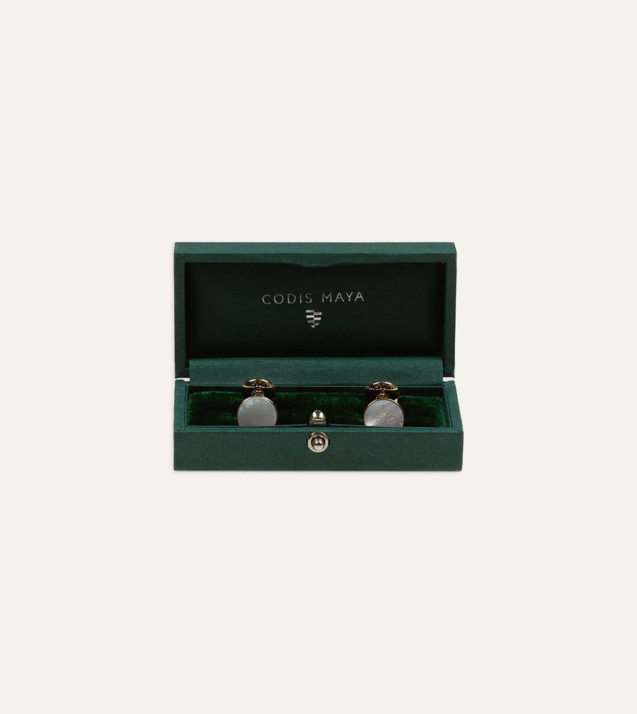 Codis Maya Gold Mother of Pearl Bow Cufflinks
