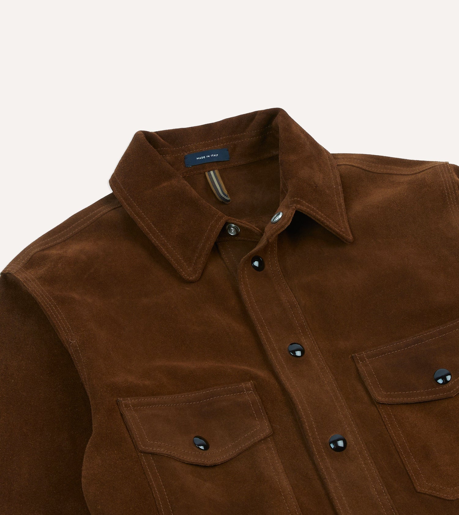 Brown Roughout Suede Overshirt – Drakes - Main Image