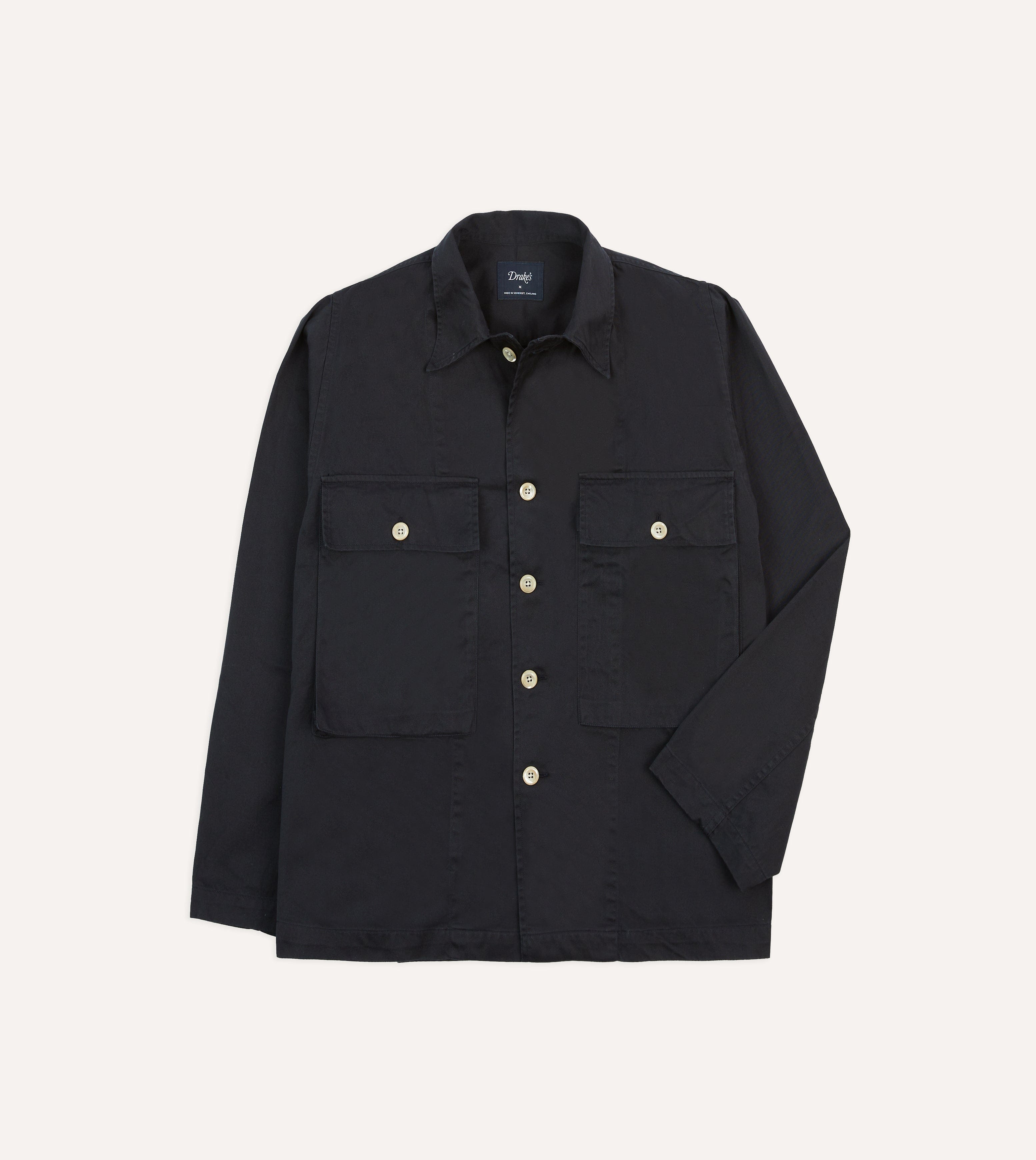 Navy Cotton Military Overshirt