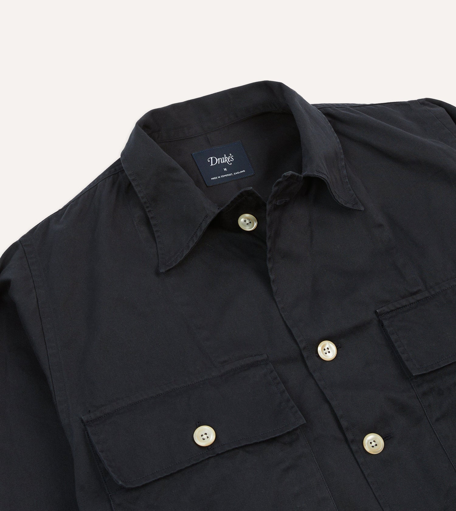 Navy Cotton Military Overshirt