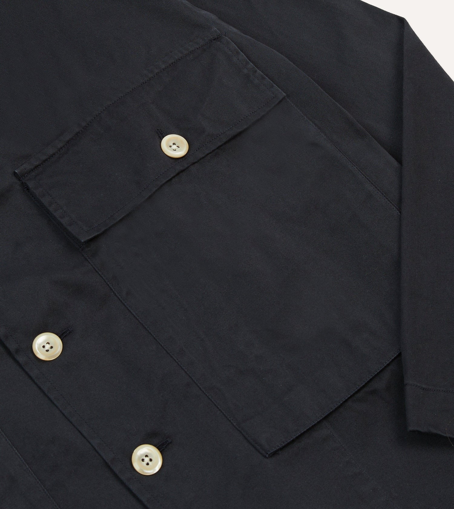 Navy Cotton Military Overshirt