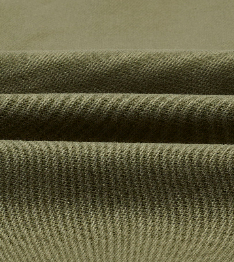 Green Cotton Twill Military Overshirt