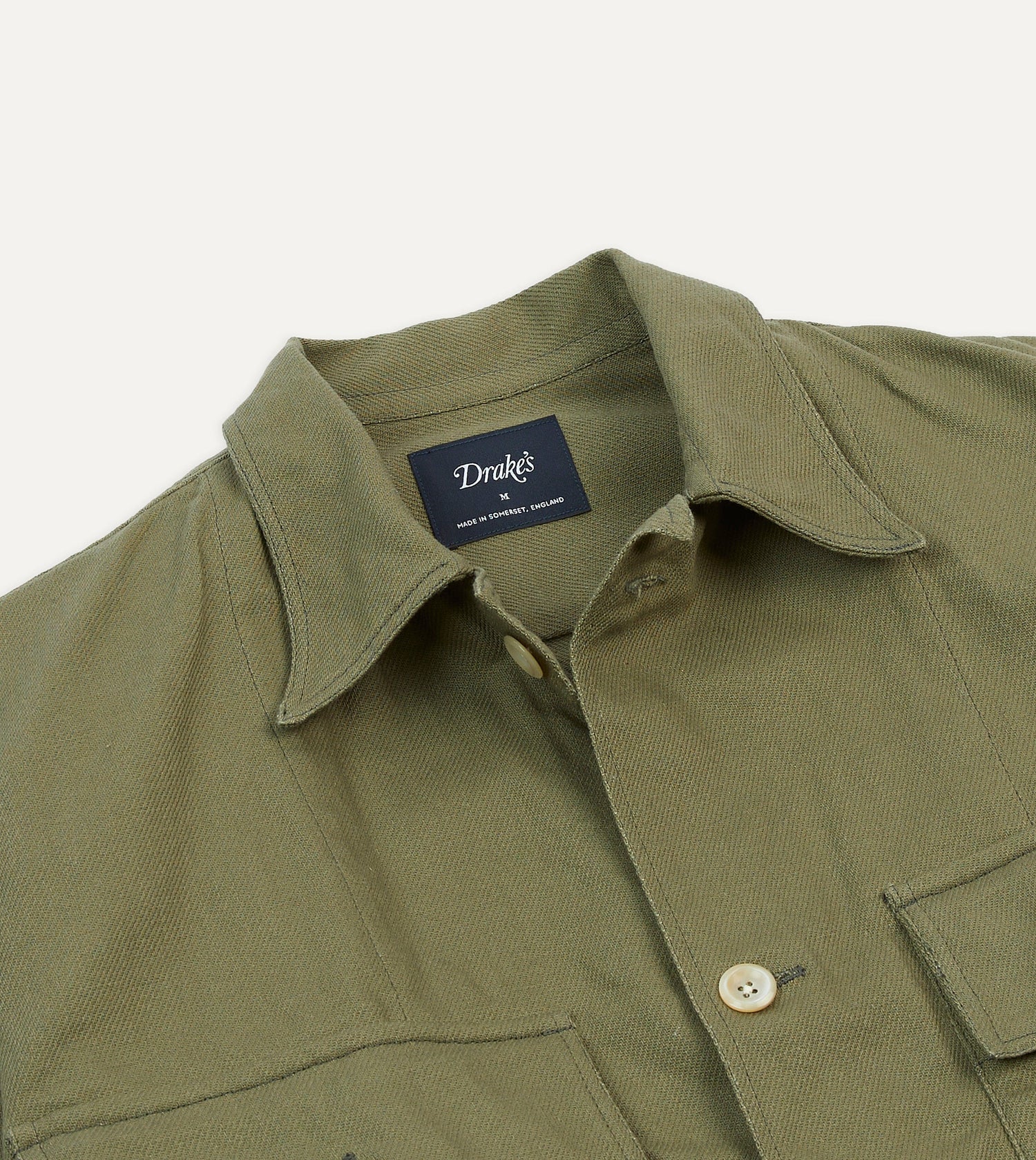 Green Cotton Twill Military Overshirt