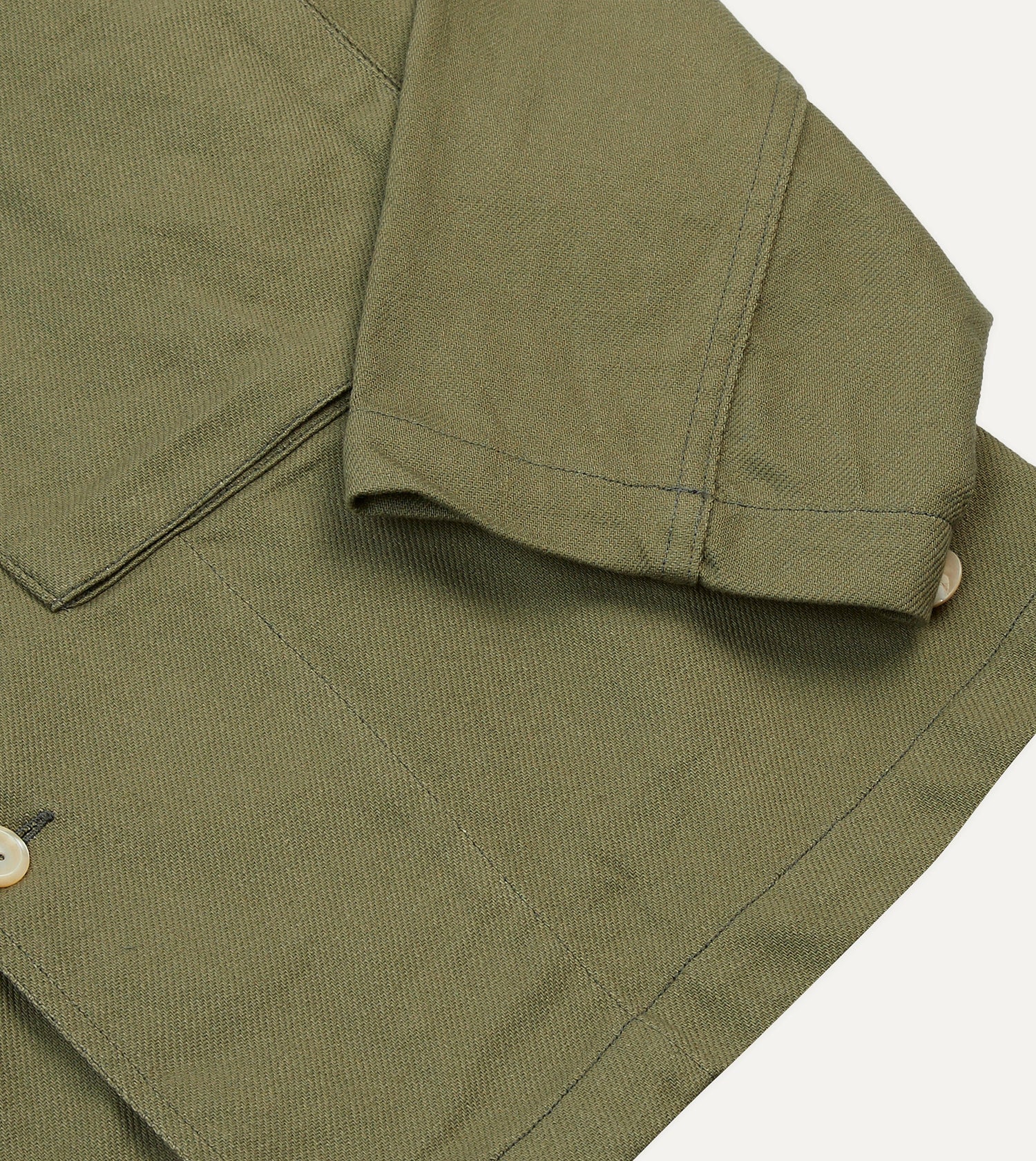 Green Cotton Twill Military Overshirt