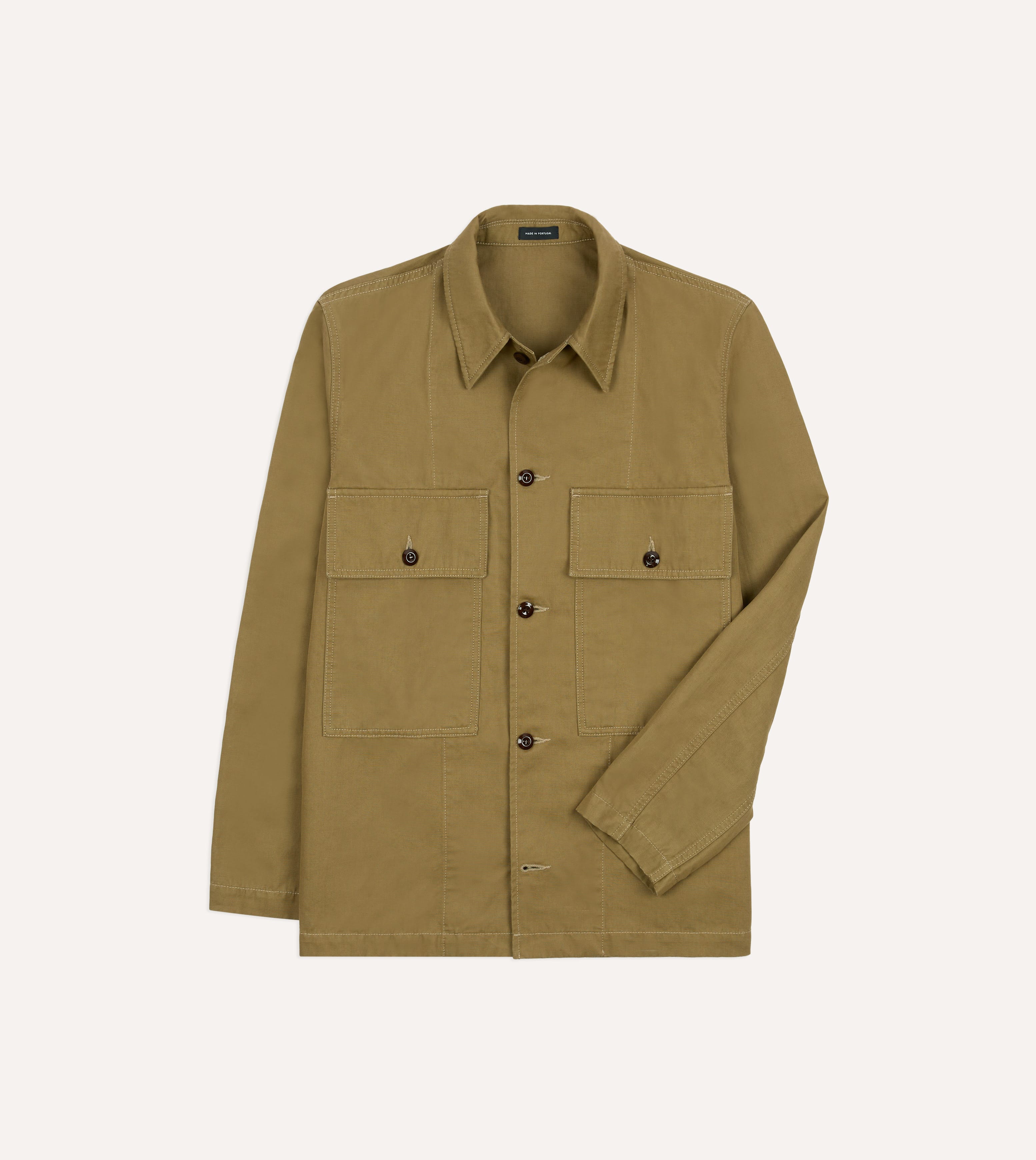 Olive Cotton-Linen Field Shirt – Drakes