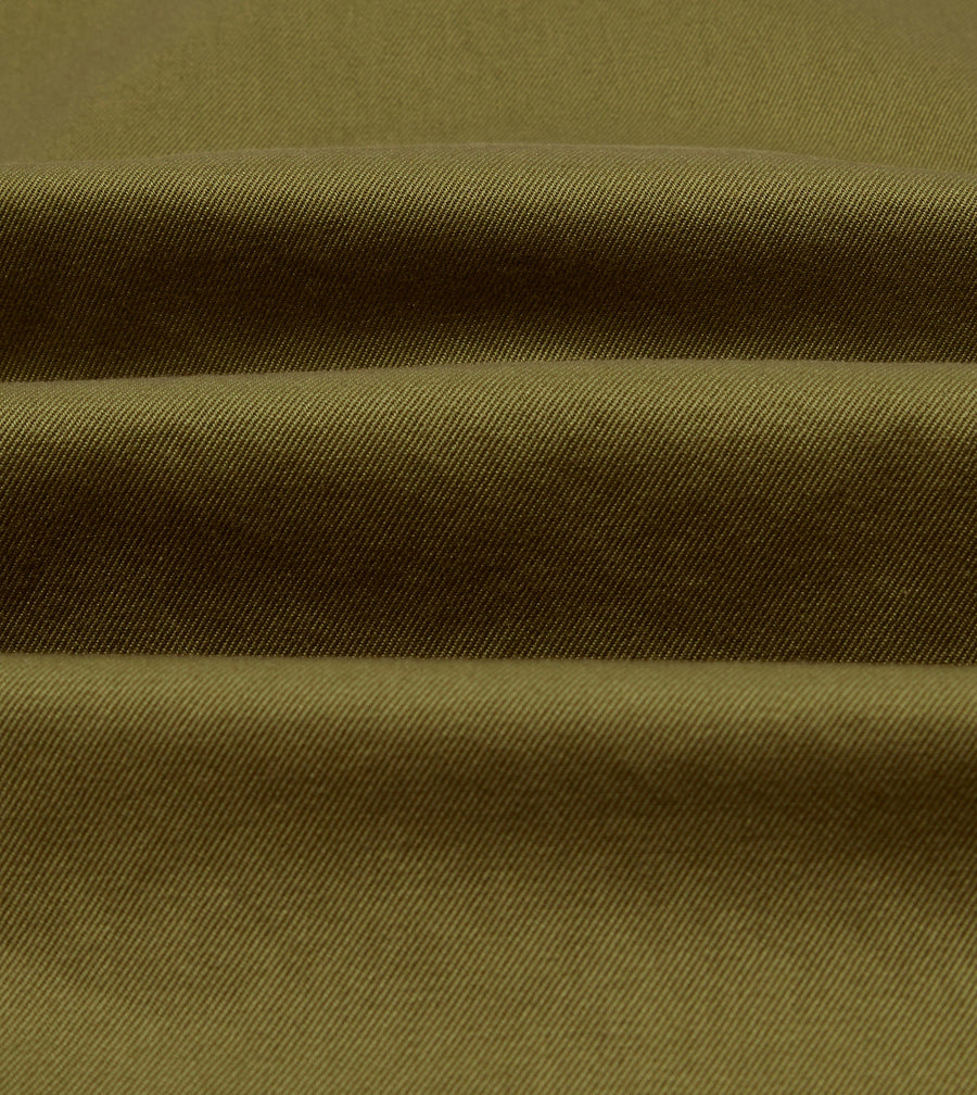 Green Cotton Twill Three-Pocket Overshirt