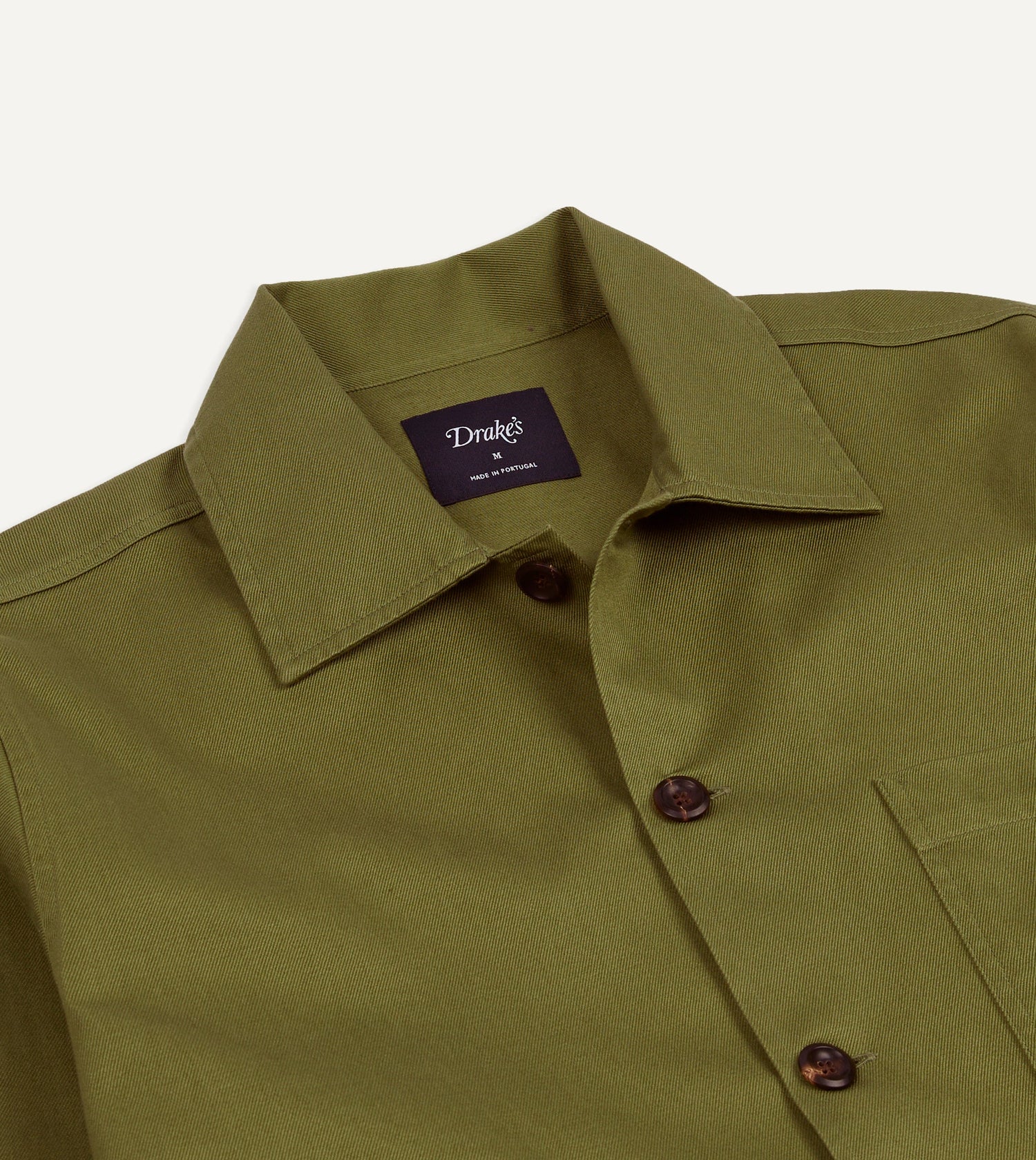 Green Cotton Twill Three-Pocket Overshirt