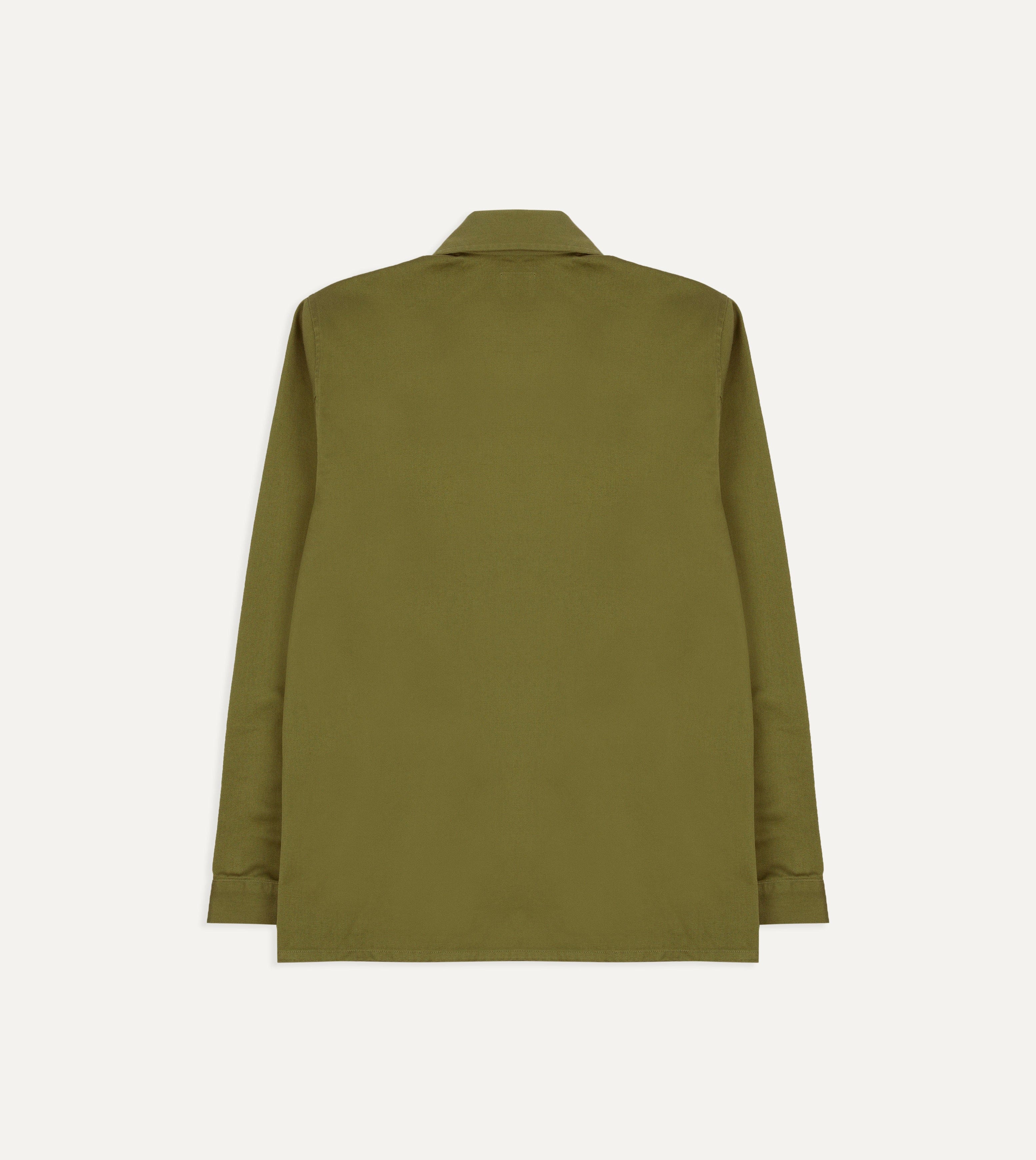 Green Cotton Twill Three-Pocket Overshirt