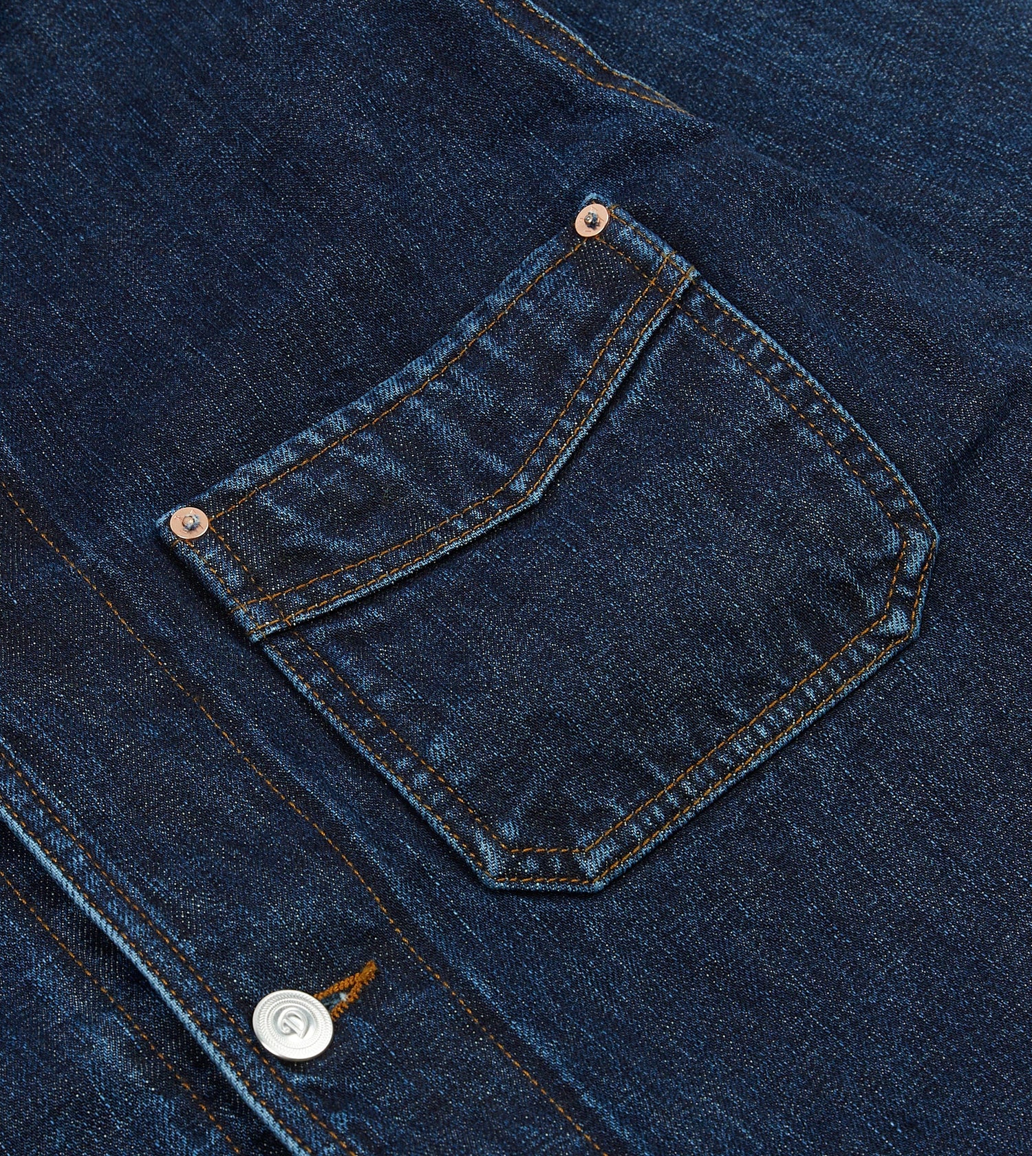 Stone Wash Selvedge Denim Five-Pocket Chore Jacket