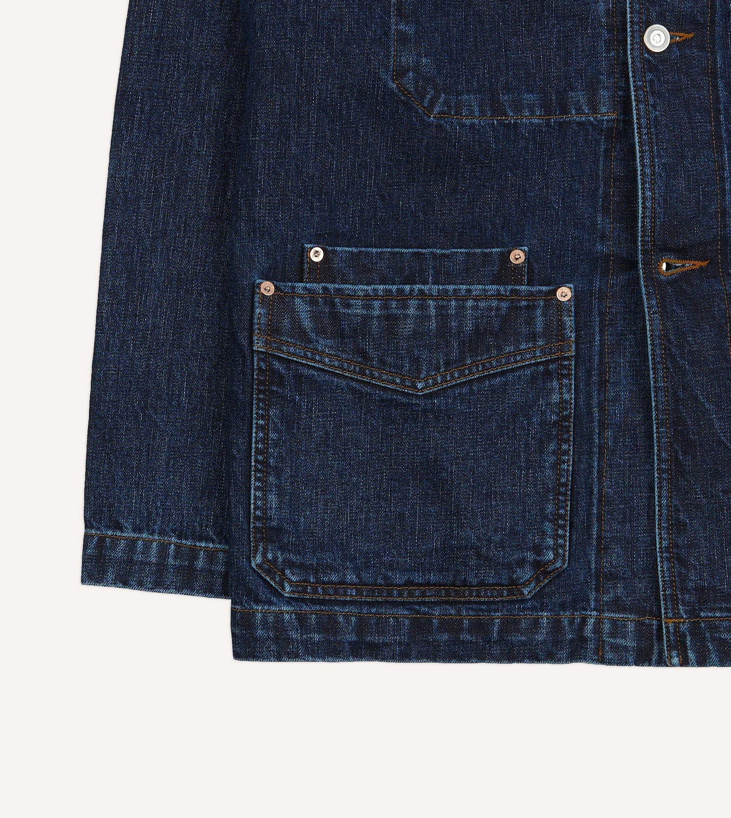 Stone Wash Selvedge Denim Five-Pocket Chore Jacket