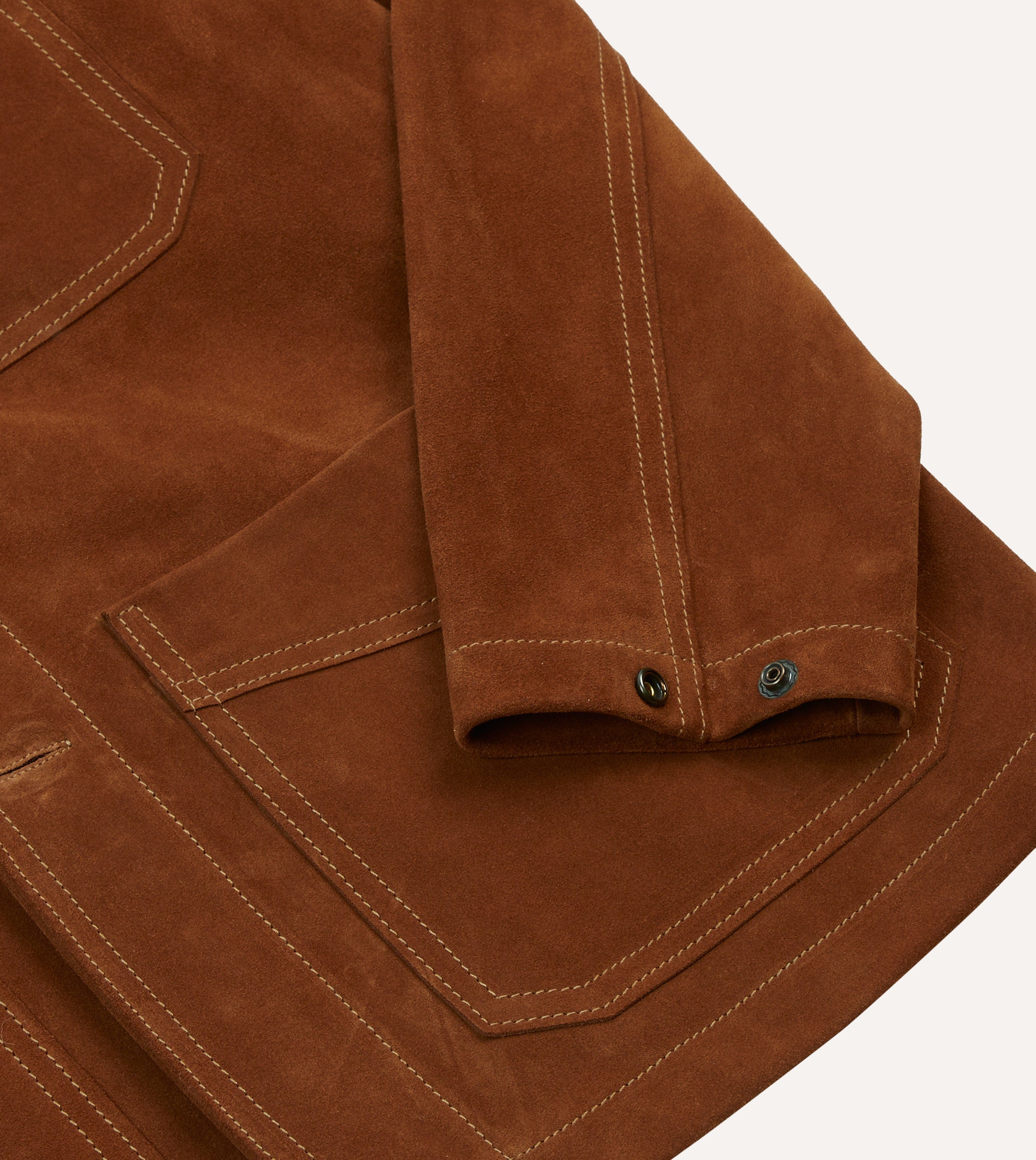 Rust Heavyweight Suede Five-Pocket Chore Jacket