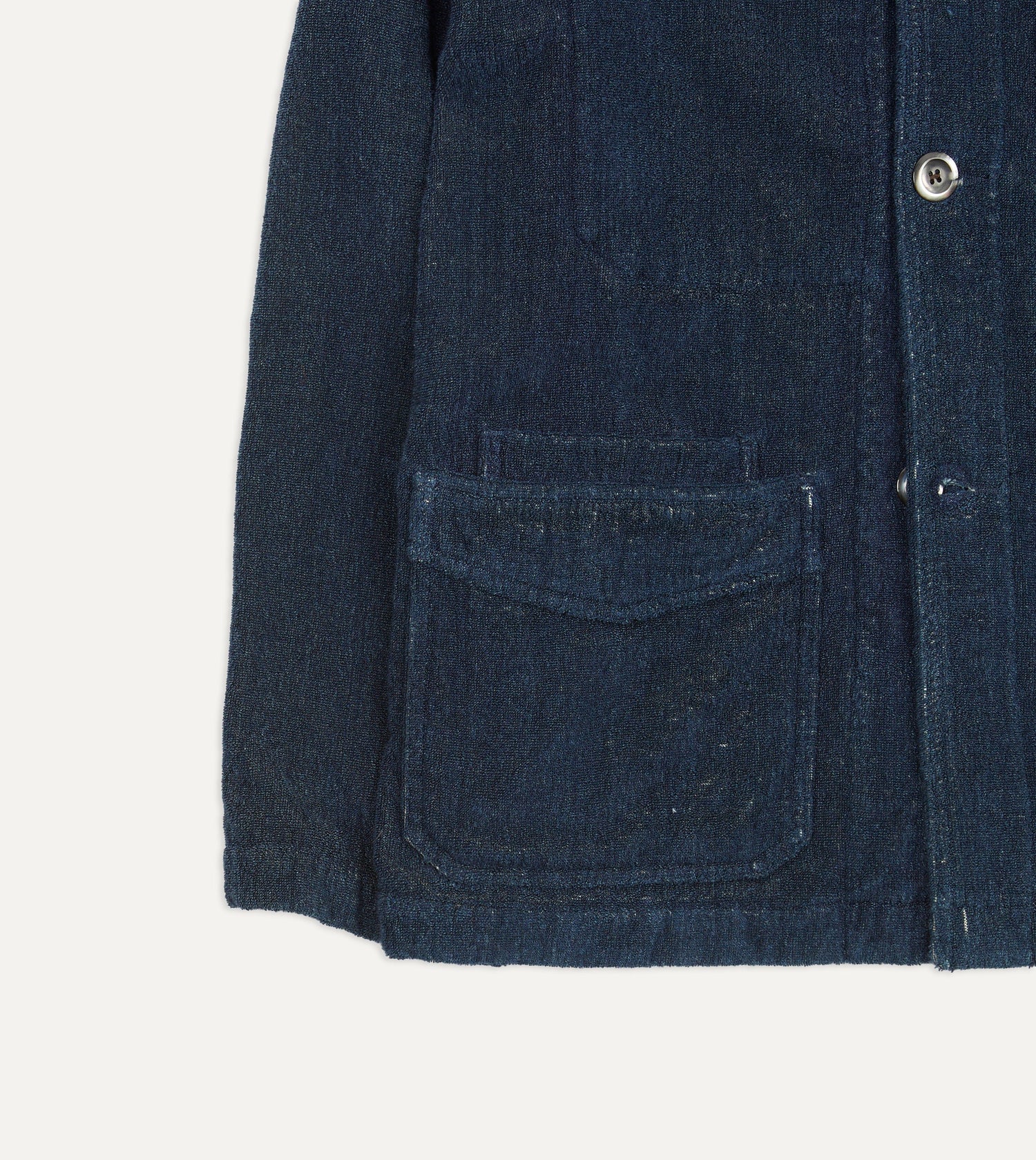 Indigo Cotton Terry Towelling Five-Pocket Chore Jacket