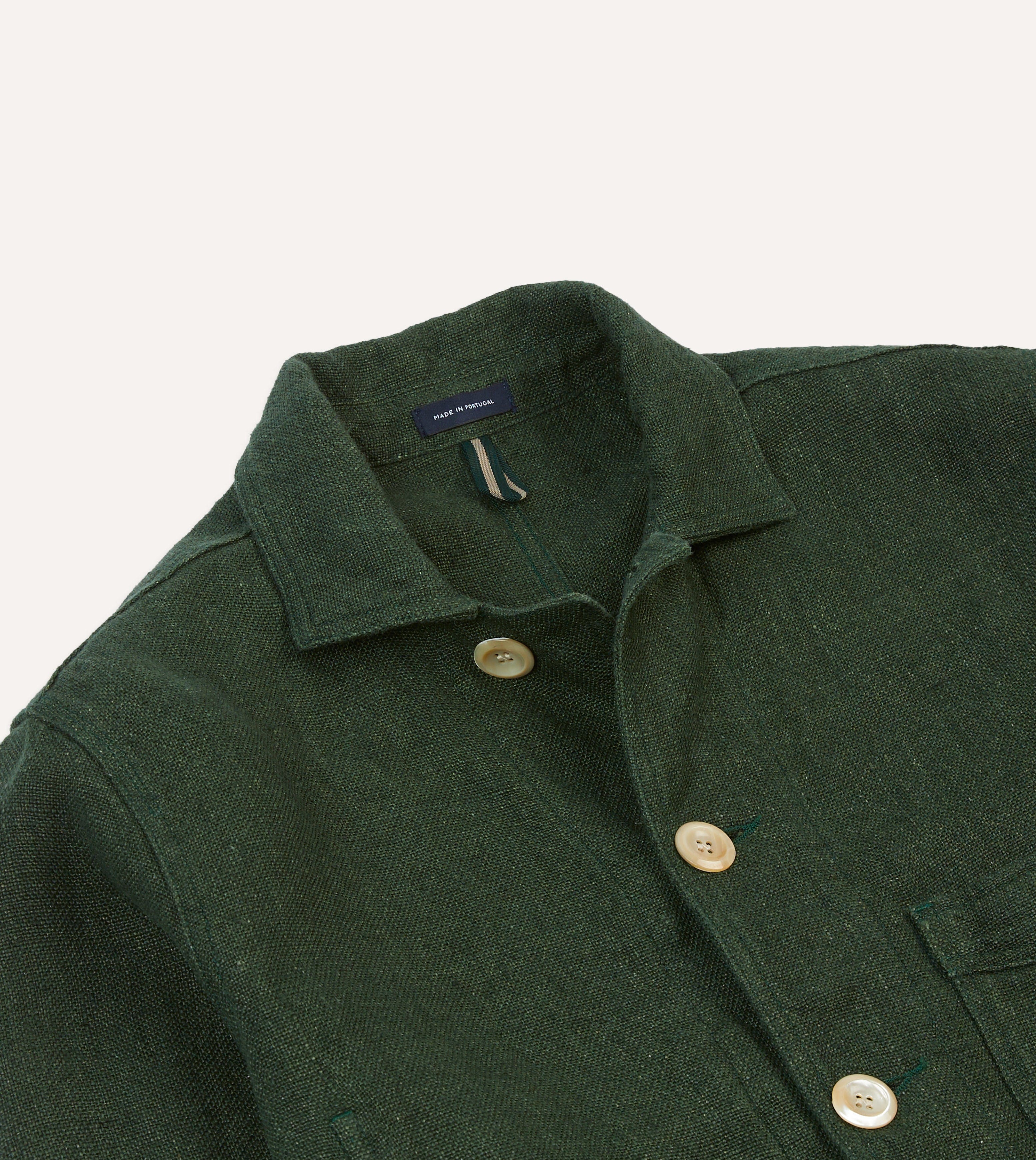 Green Linen Five-Pocket Chore Jacket – Drakes