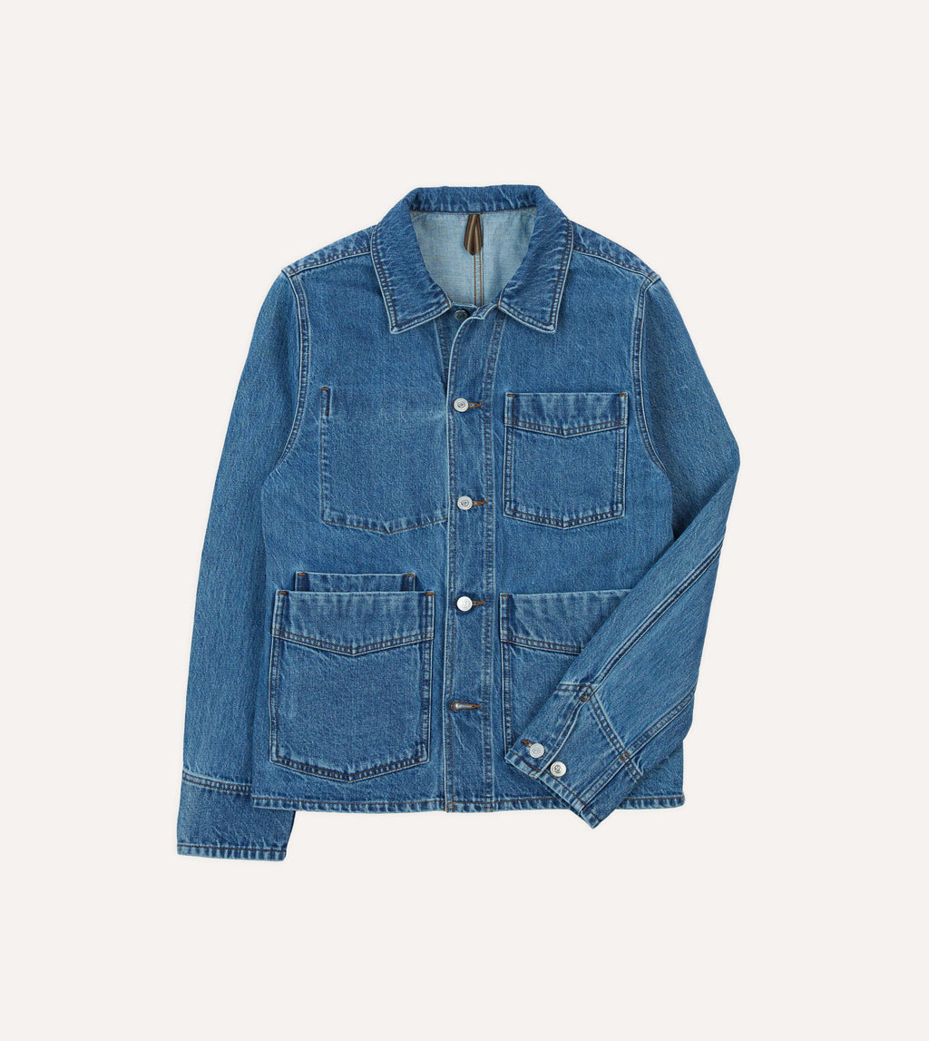 Style Bleach Jeans Jacket Bleach Wash Denim Work Jacket – Drakes