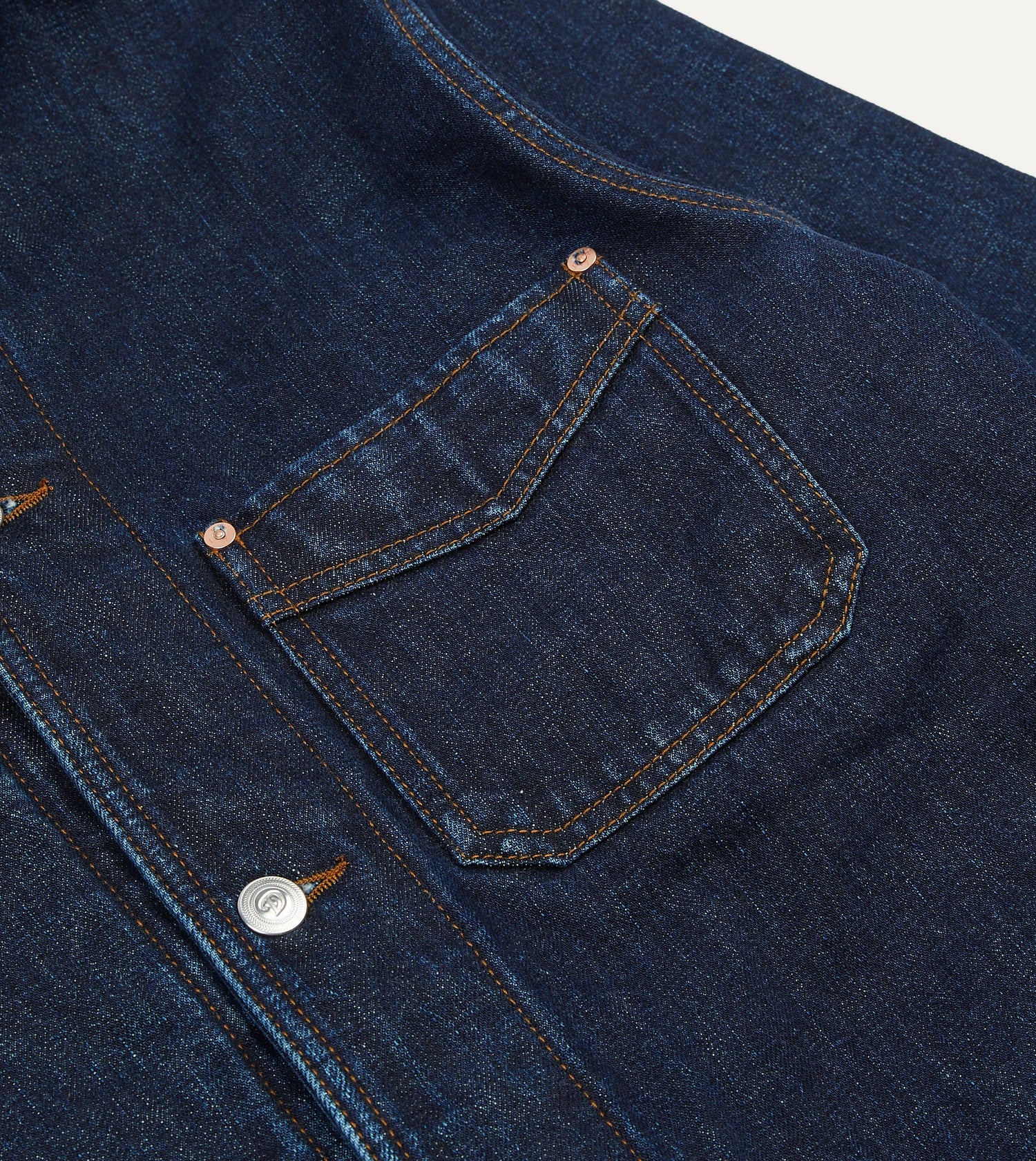 Stone Wash Selvedge Denim Five-Pocket Chore Jacket with Blanket Lining