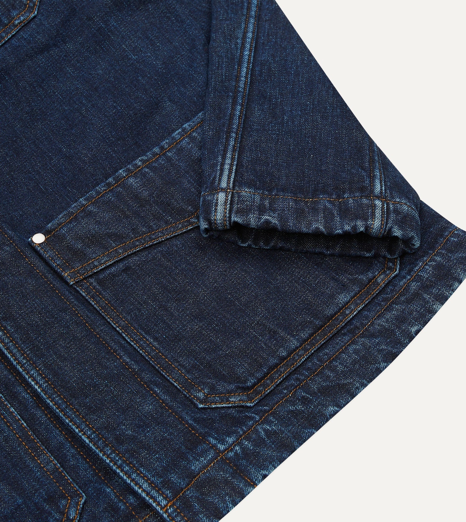 Stone Wash Selvedge Denim Five-Pocket Chore Jacket with Blanket Lining