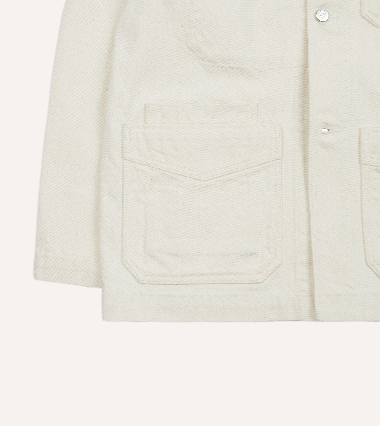 Ecru Heavy Twill Cotton Five-Pocket Chore Jacket