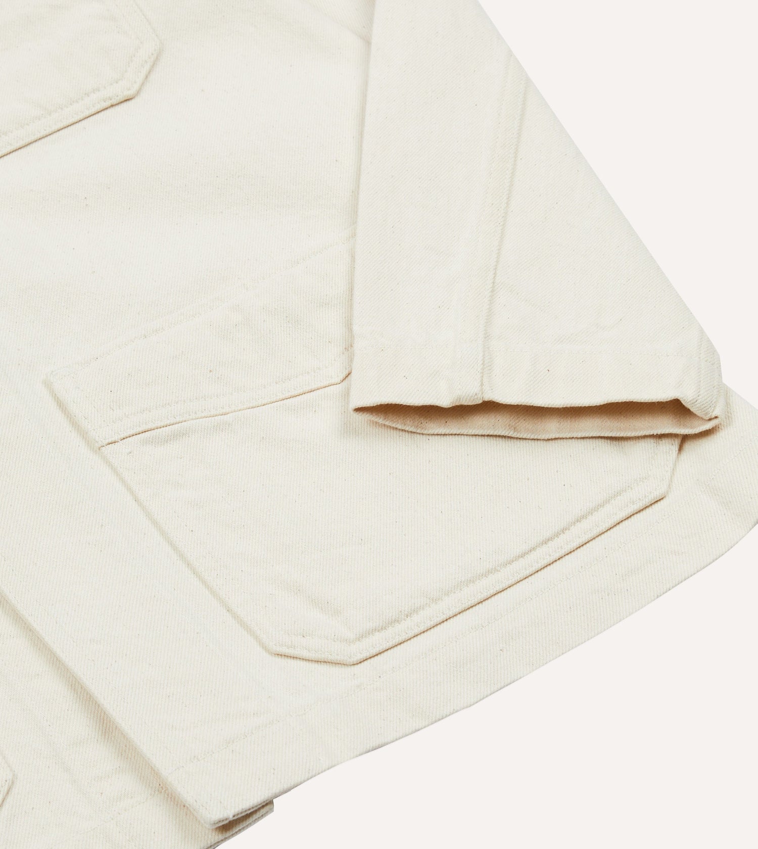 Ecru Heavy Twill Cotton Five-Pocket Chore Jacket