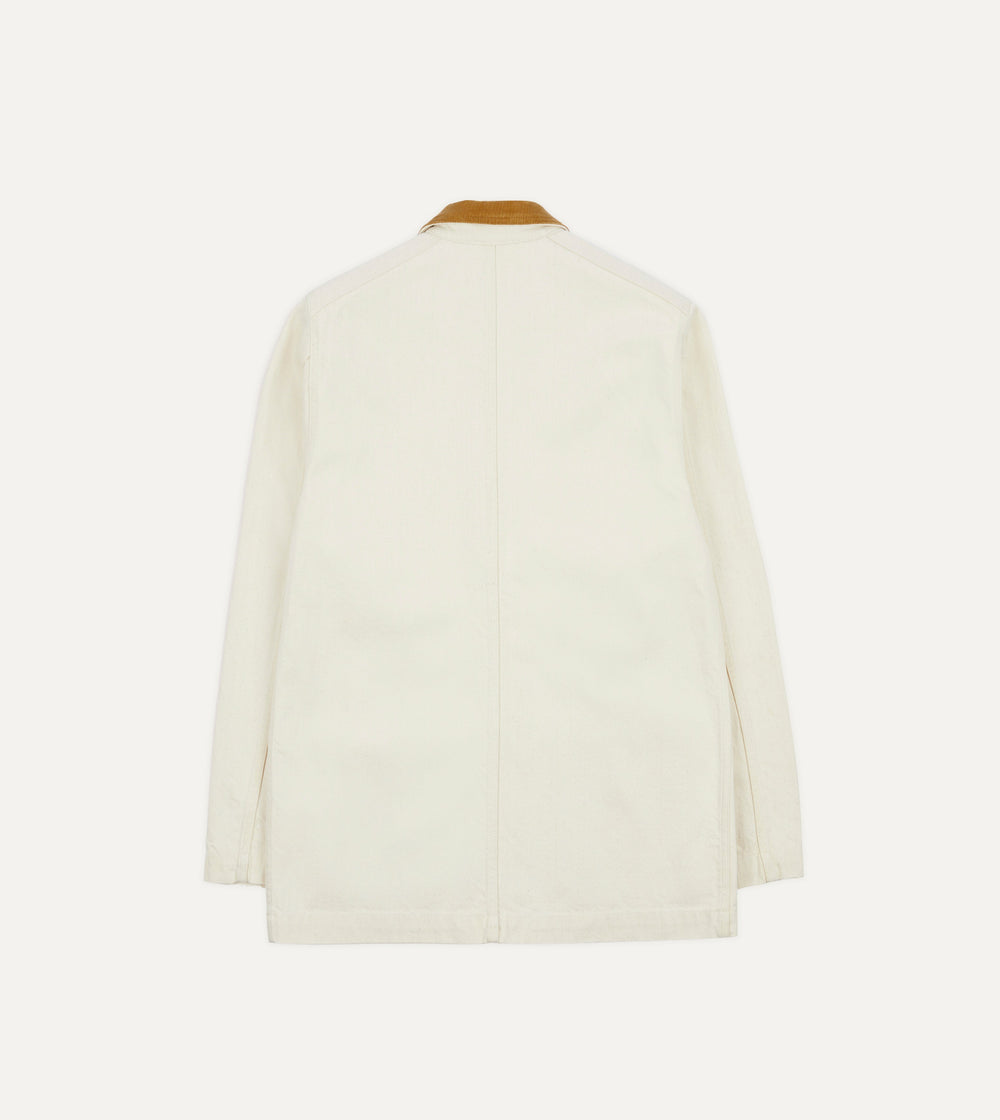 Ecru Heavy Twill Cotton Five-Pocket Chore Jacket