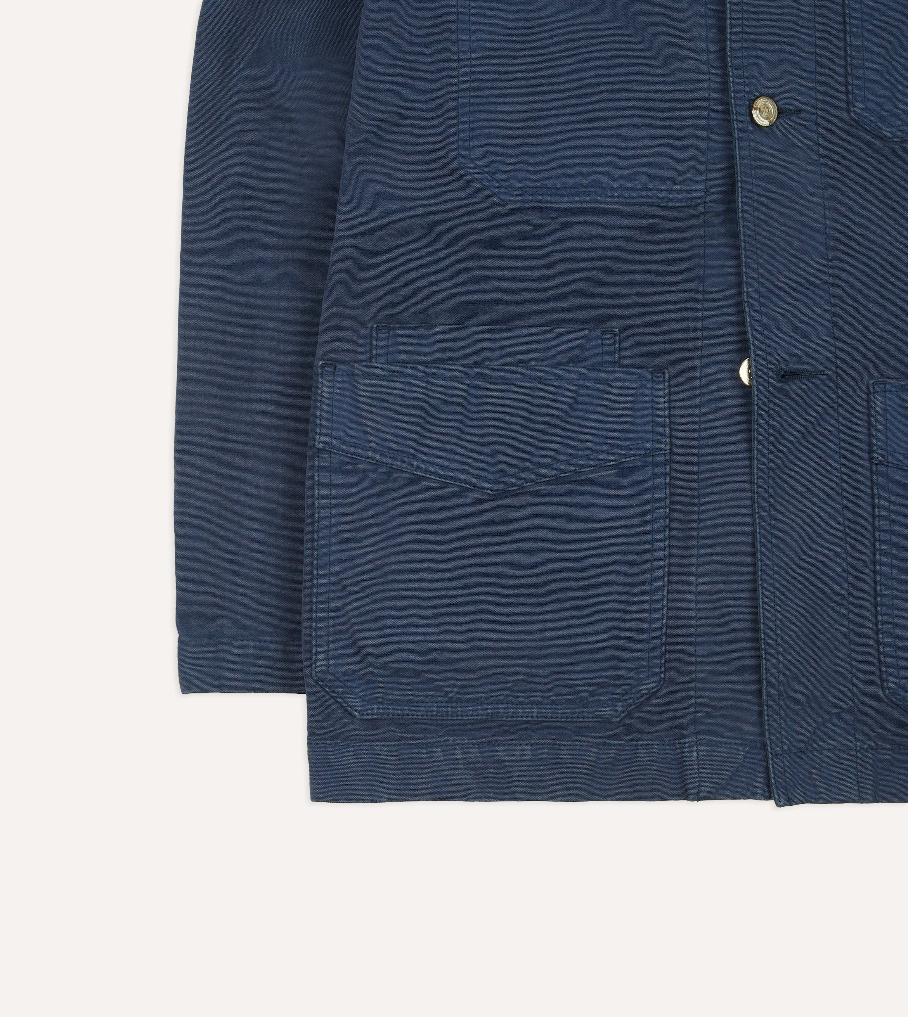 Navy Cotton Duck Canvas Five-Pocket Chore Jacket – Drakes