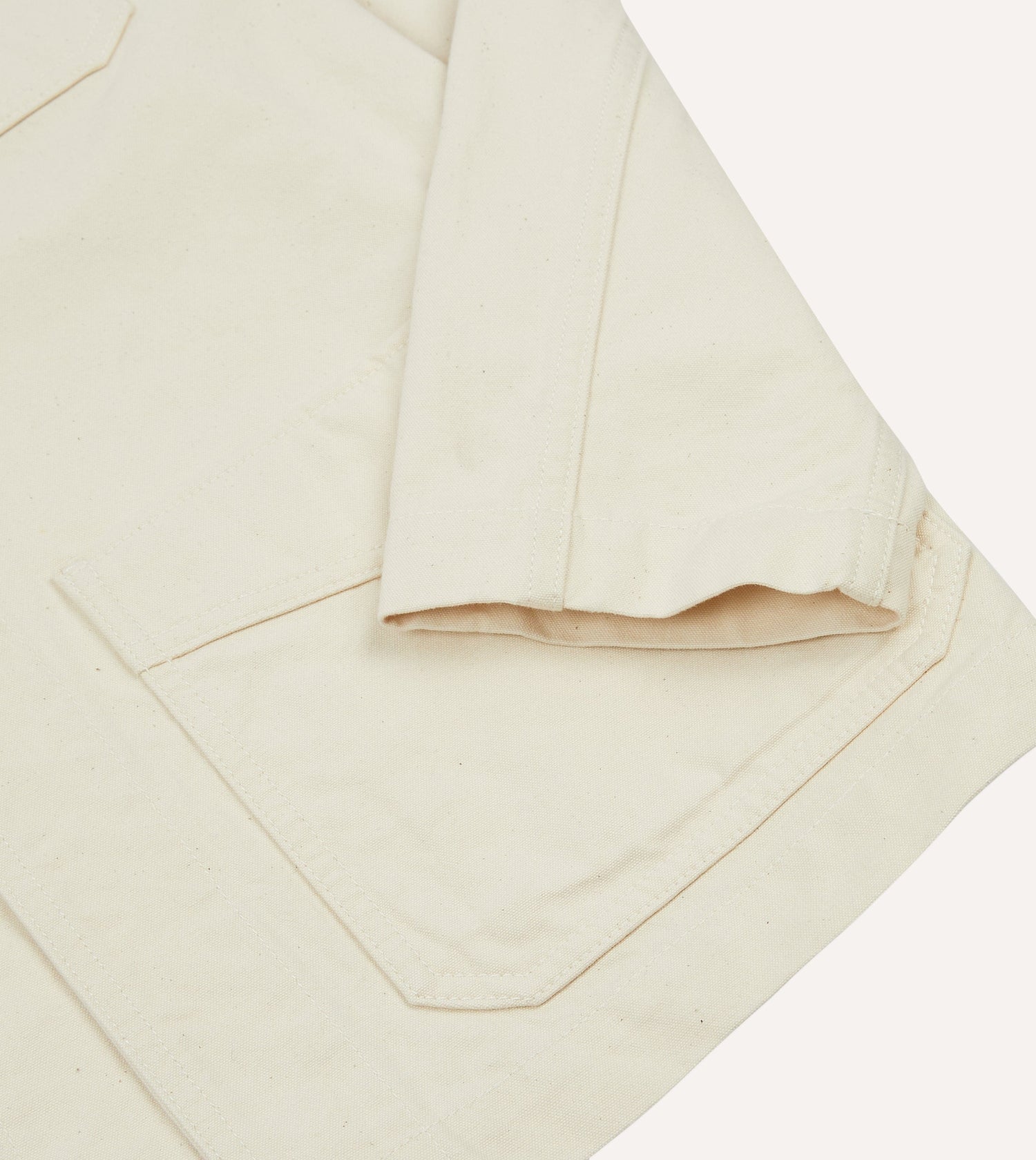 Ecru Cotton Duck Canvas Five-Pocket Chore Jacket