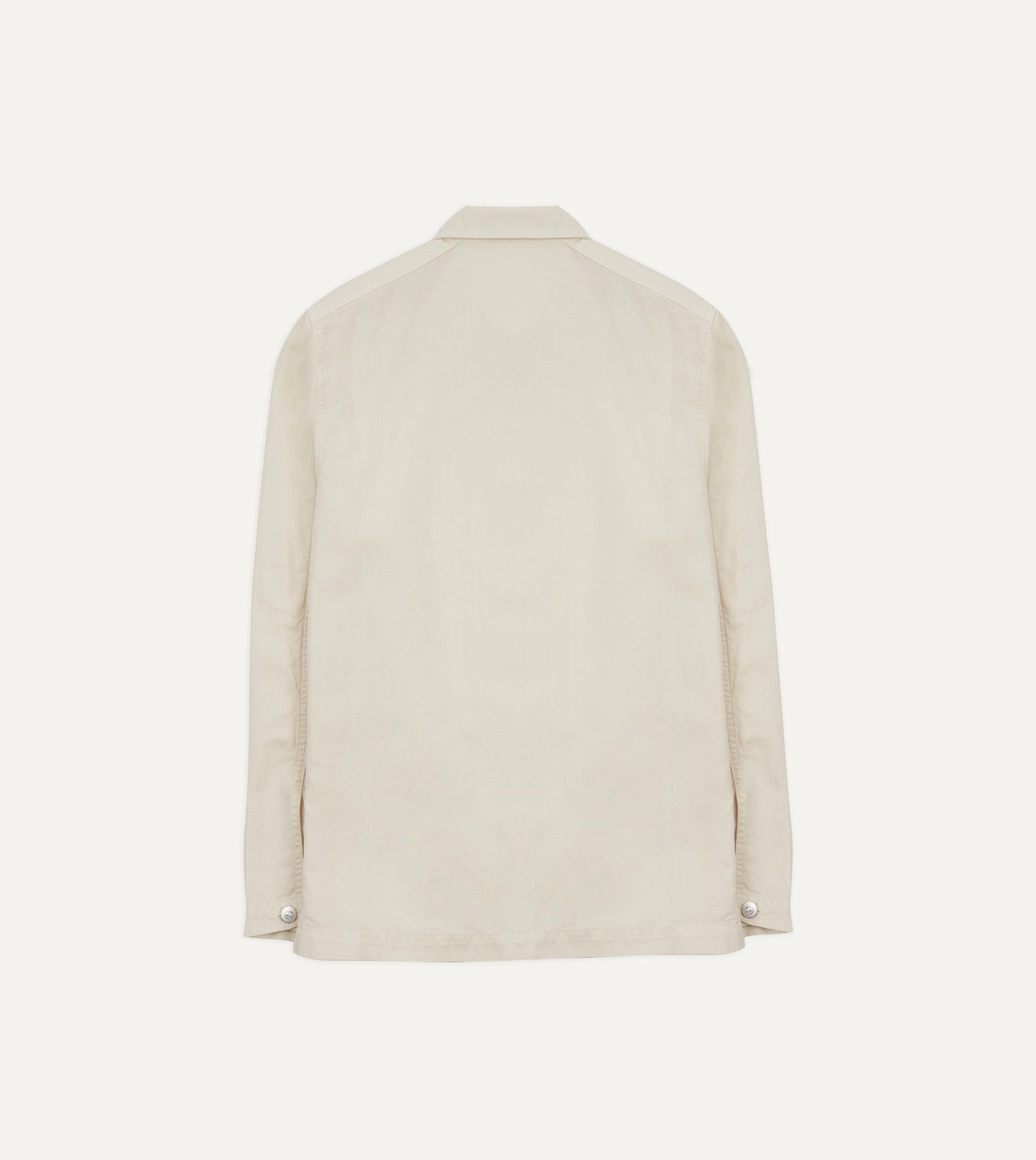 Ecru Cotton-Linen Herringbone Fatigue Jacket