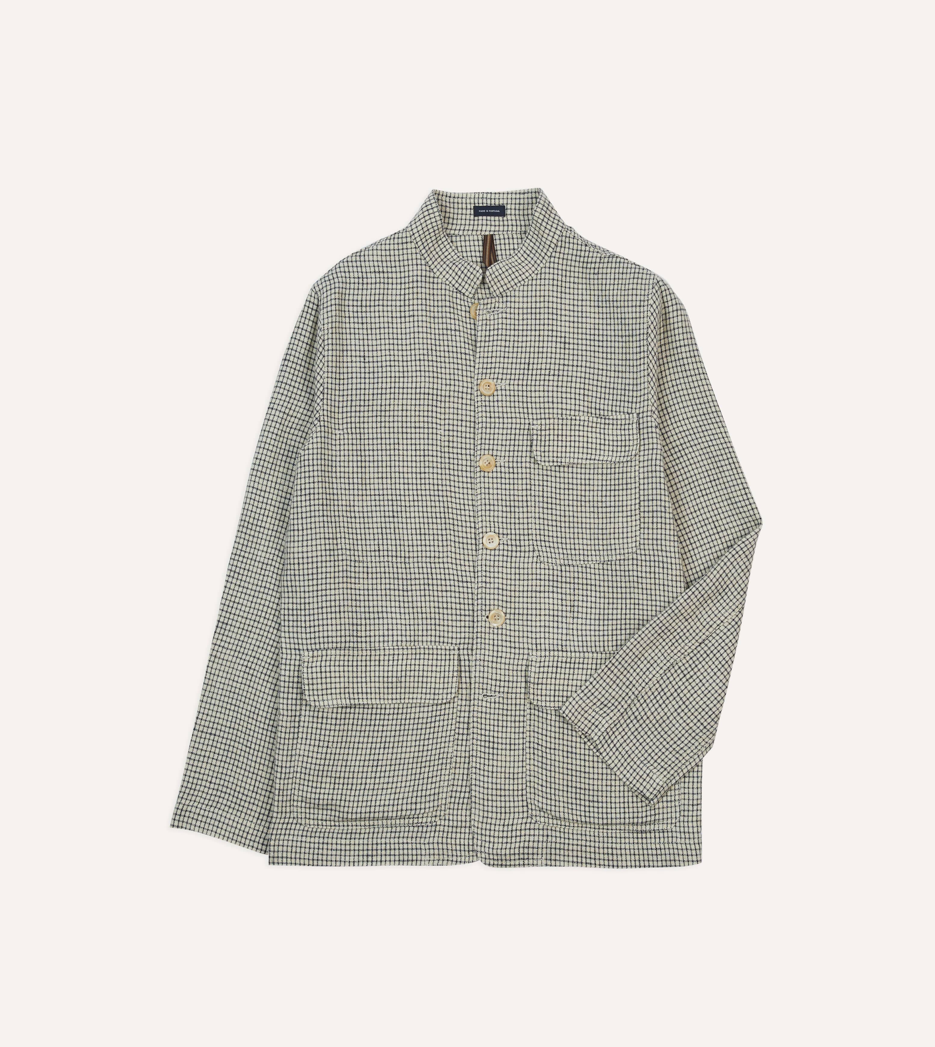 Ecru Check Linen Forestiere Jacket – Drakes