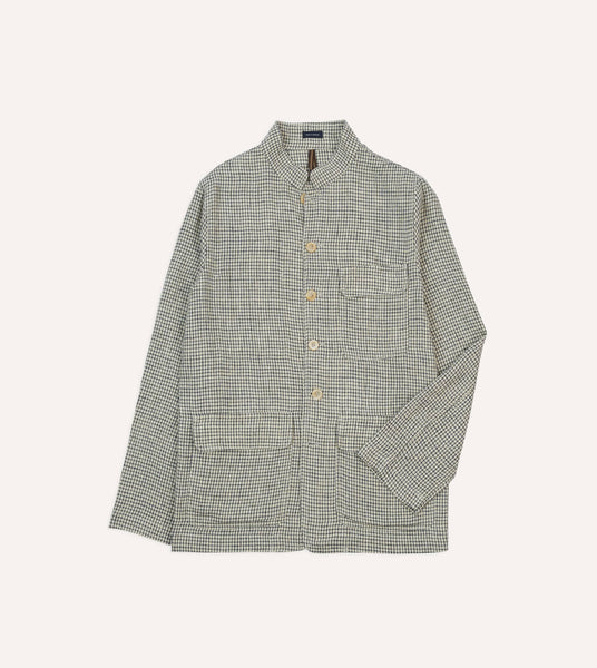 ジャケット・アウター DRAKE'S LINEN FORESTIERE JACKET 38 Ecru Check Linen Forestiere Jacket – Drakes