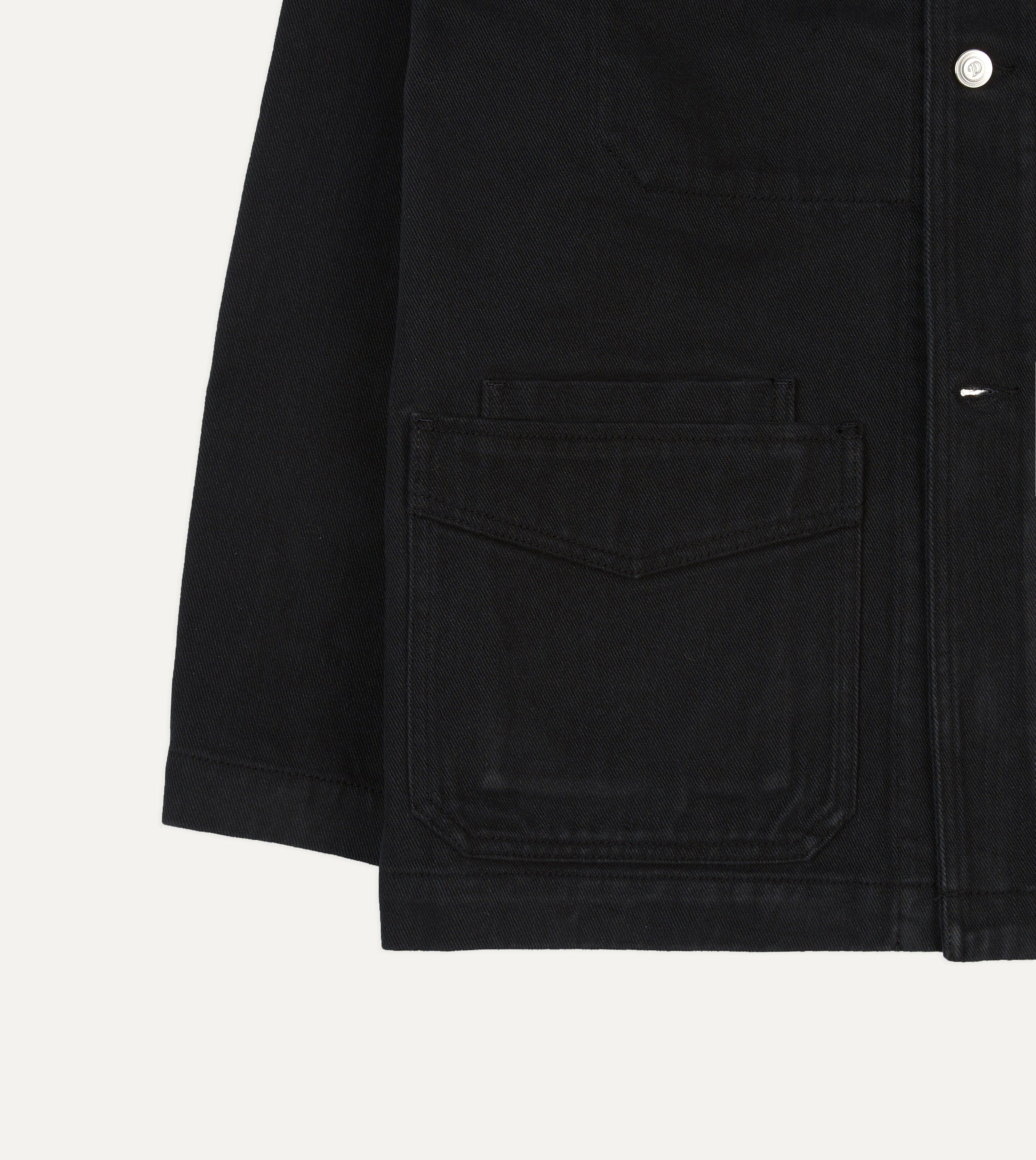Black Heavy Twill Cotton Five-Pocket Chore Jacket – Drakes
